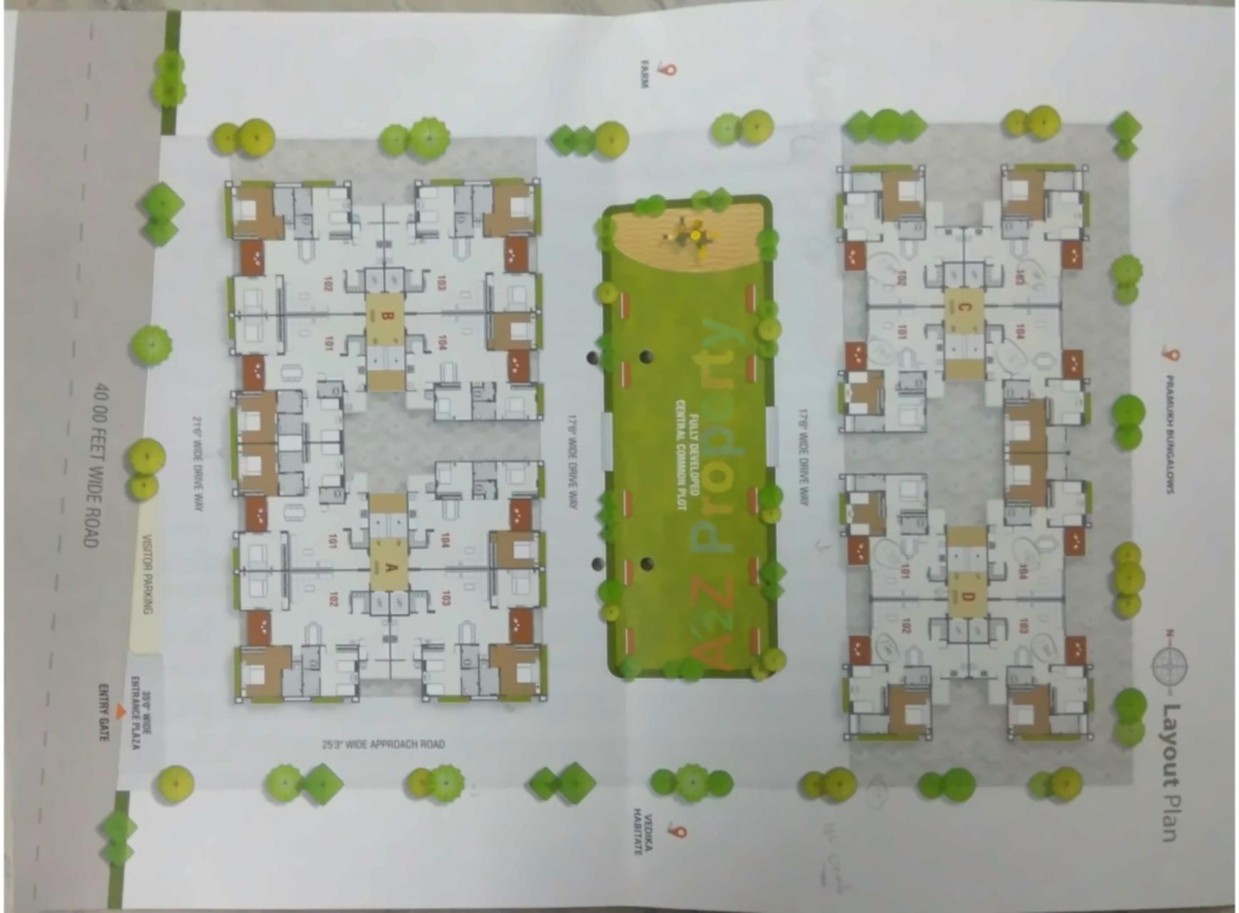 Layout of real estate project Sunshine Fortune located at Indroda, Gandhinagar, Gujarat