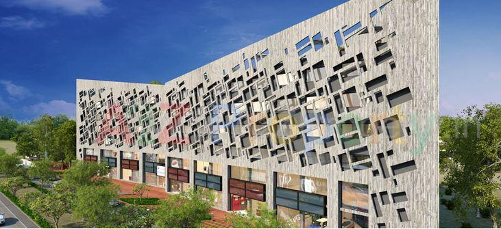 3D Elevation of real estate project Suryan Monolith located at Sargasan, Gandhinagar, Gujarat