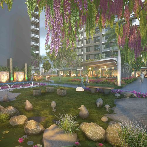 3D Elevation of real estate project Swagat Agacia located at Sargasan, Gandhinagar, Gujarat