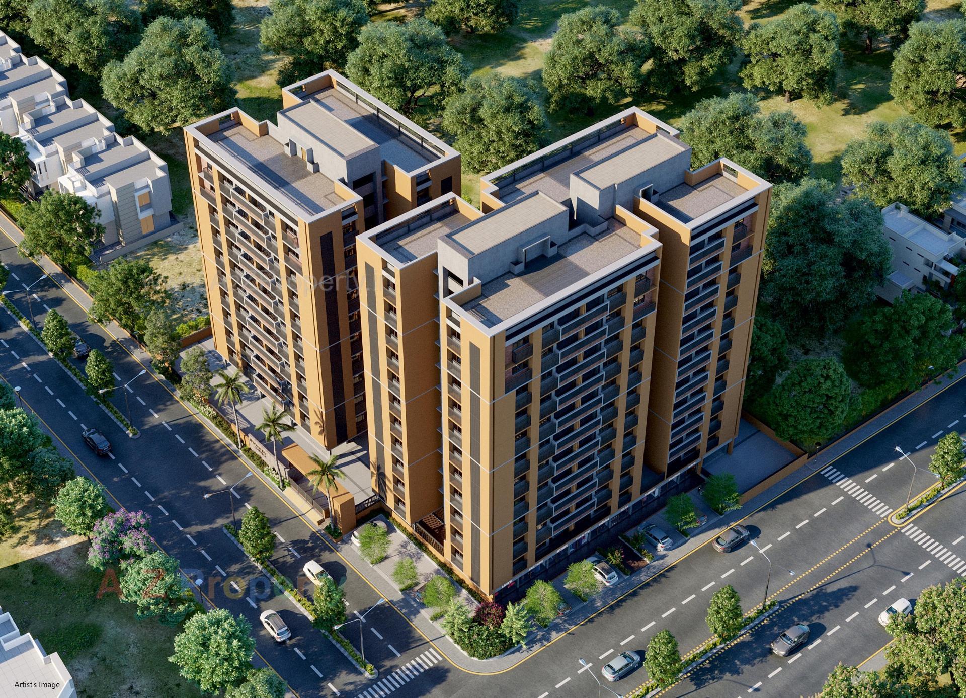 3D Elevation of real estate project Swamev Imperia located at Sargasan, Gandhinagar, Gujarat