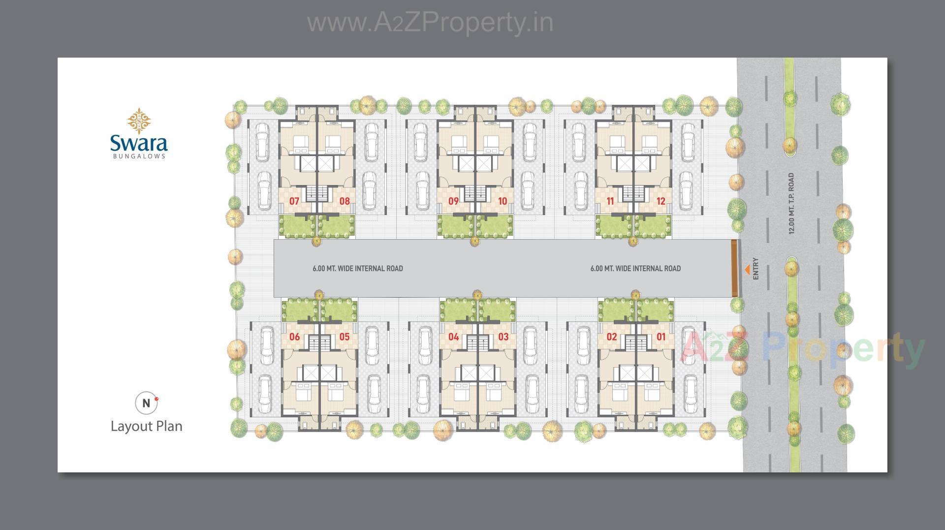 Layout of real estate project Swara Bungalows located at Raysan, Gandhinagar, Gujarat