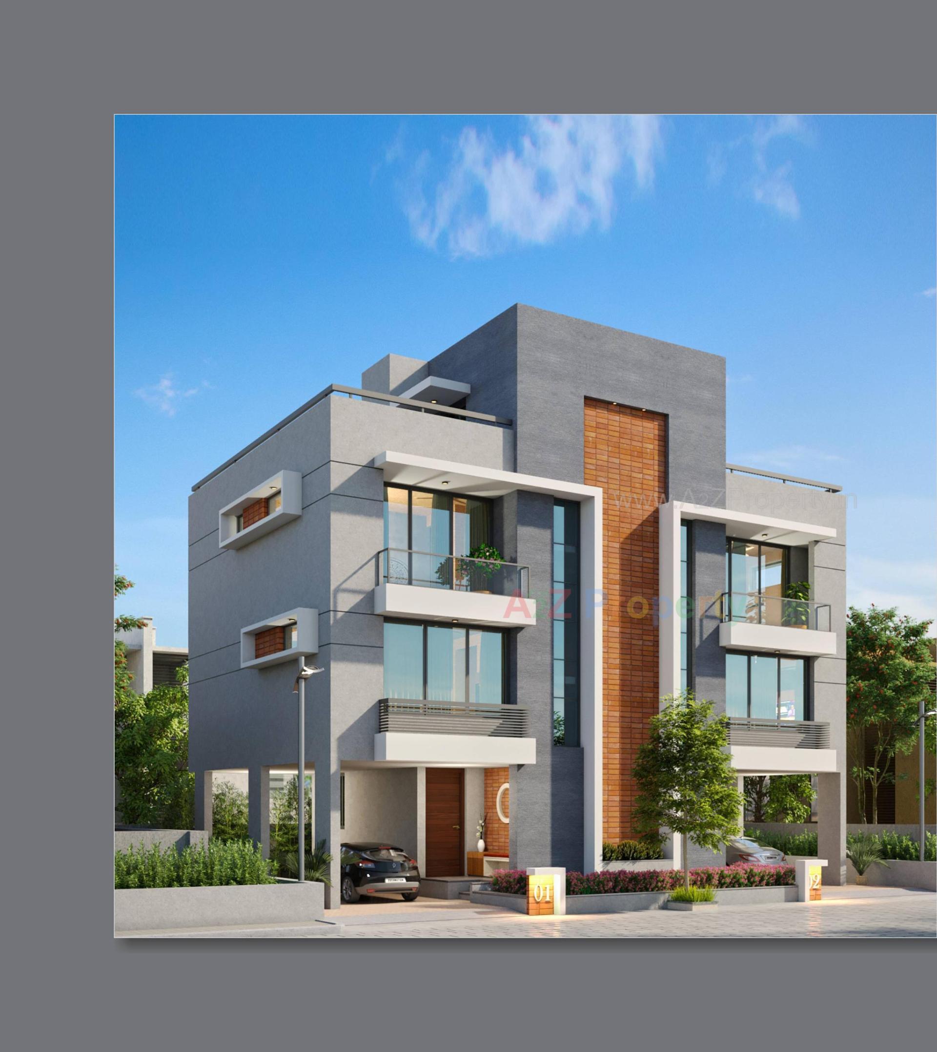 3D Elevation of real estate project Swara Bungalows located at Raysan, Gandhinagar, Gujarat