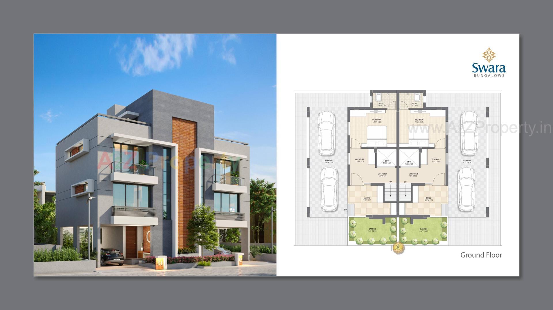 Layout of real estate project Swara Bungalows located at Raysan, Gandhinagar, Gujarat