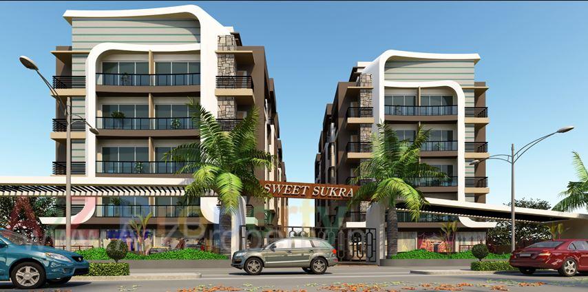 3D Elevation of real estate project Sweet Shukra located at Sargasan, Gandhinagar, Gujarat