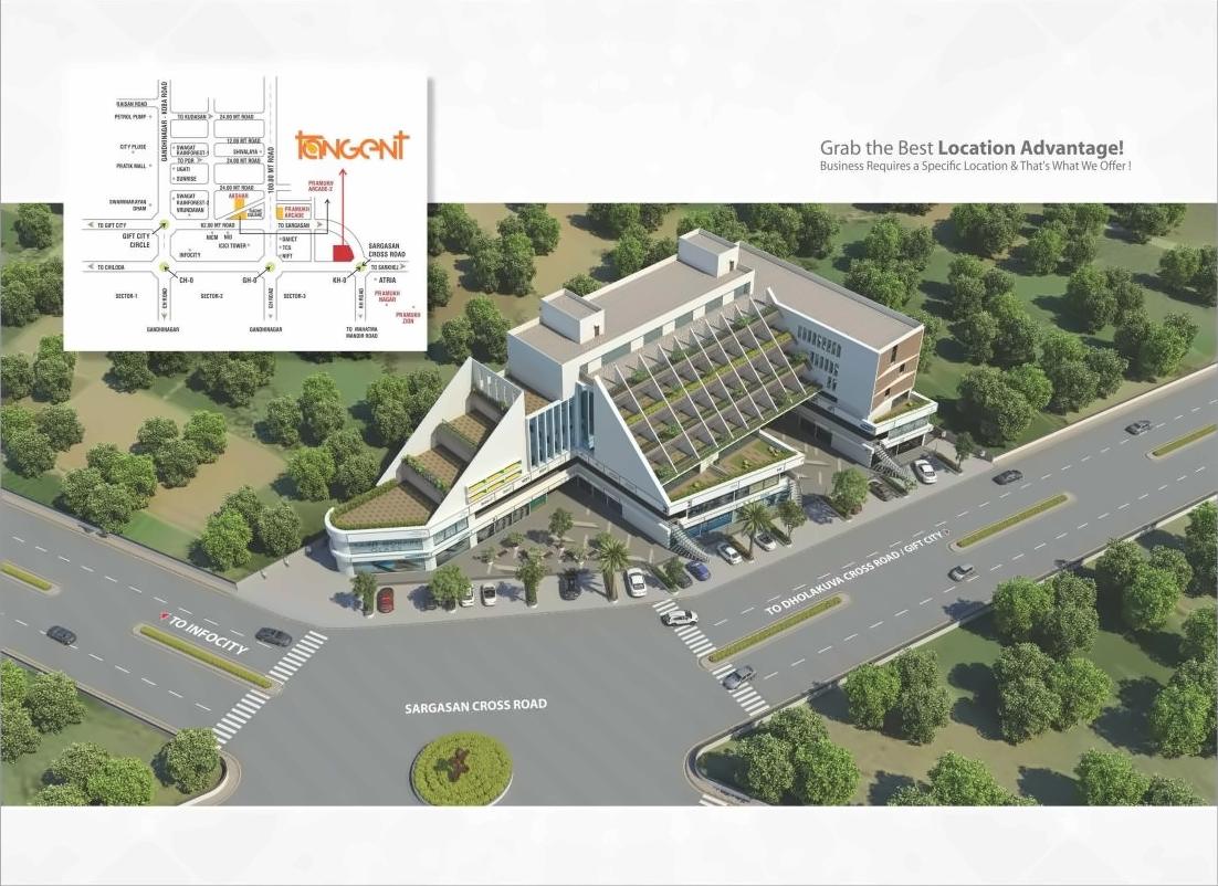 3D Elevation of real estate project Tangent located at Sargasan, Gandhinagar, Gujarat