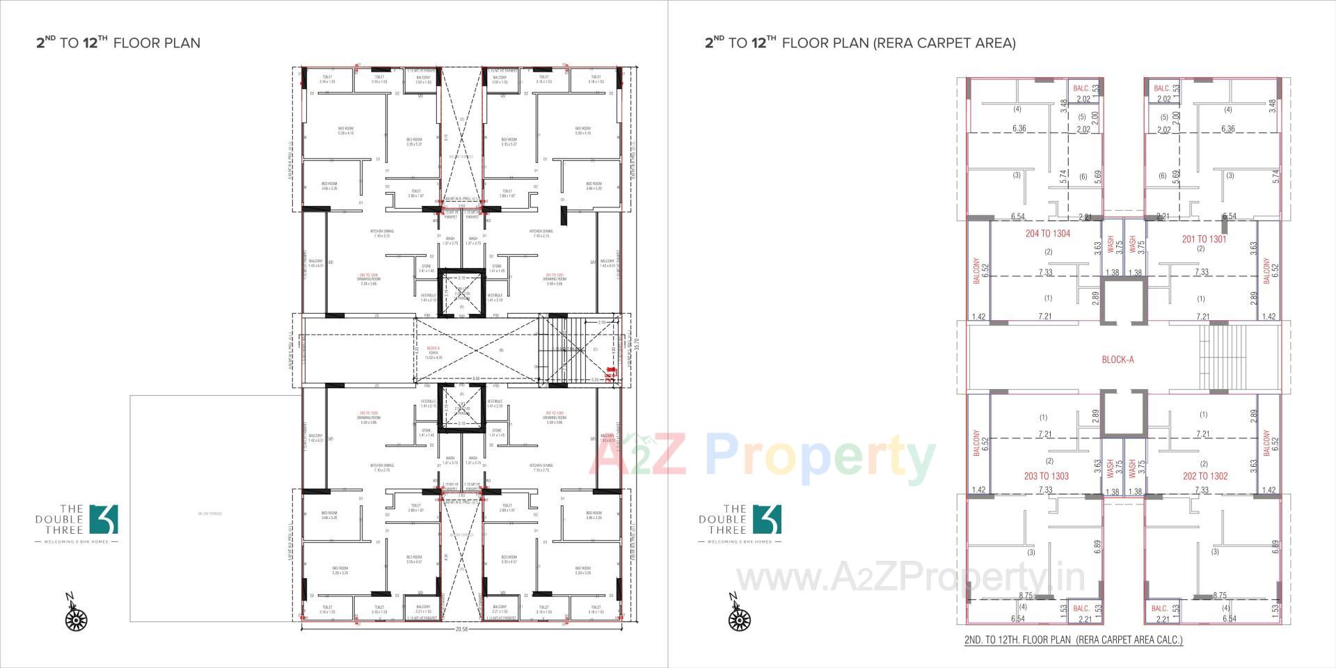 Layout of real estate project The Double Three located at Koba, Gandhinagar, Gujarat