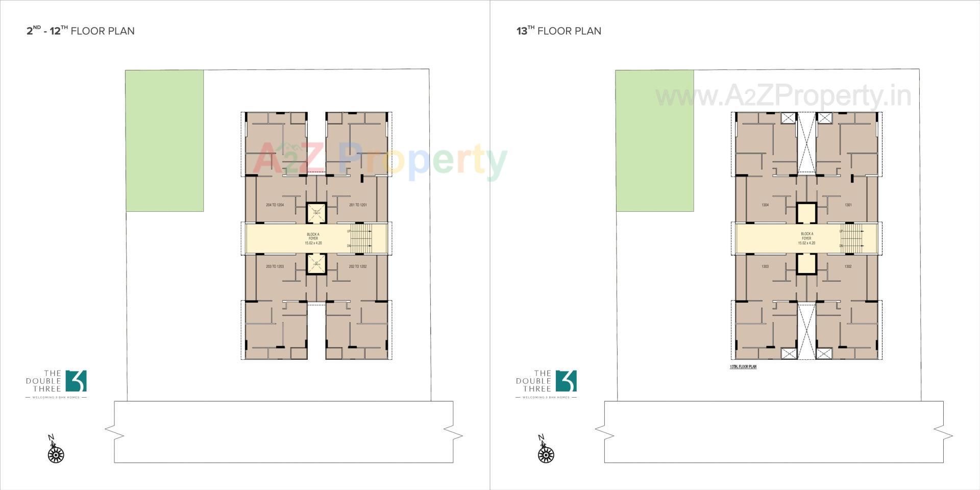 Layout of real estate project The Double Three located at Koba, Gandhinagar, Gujarat