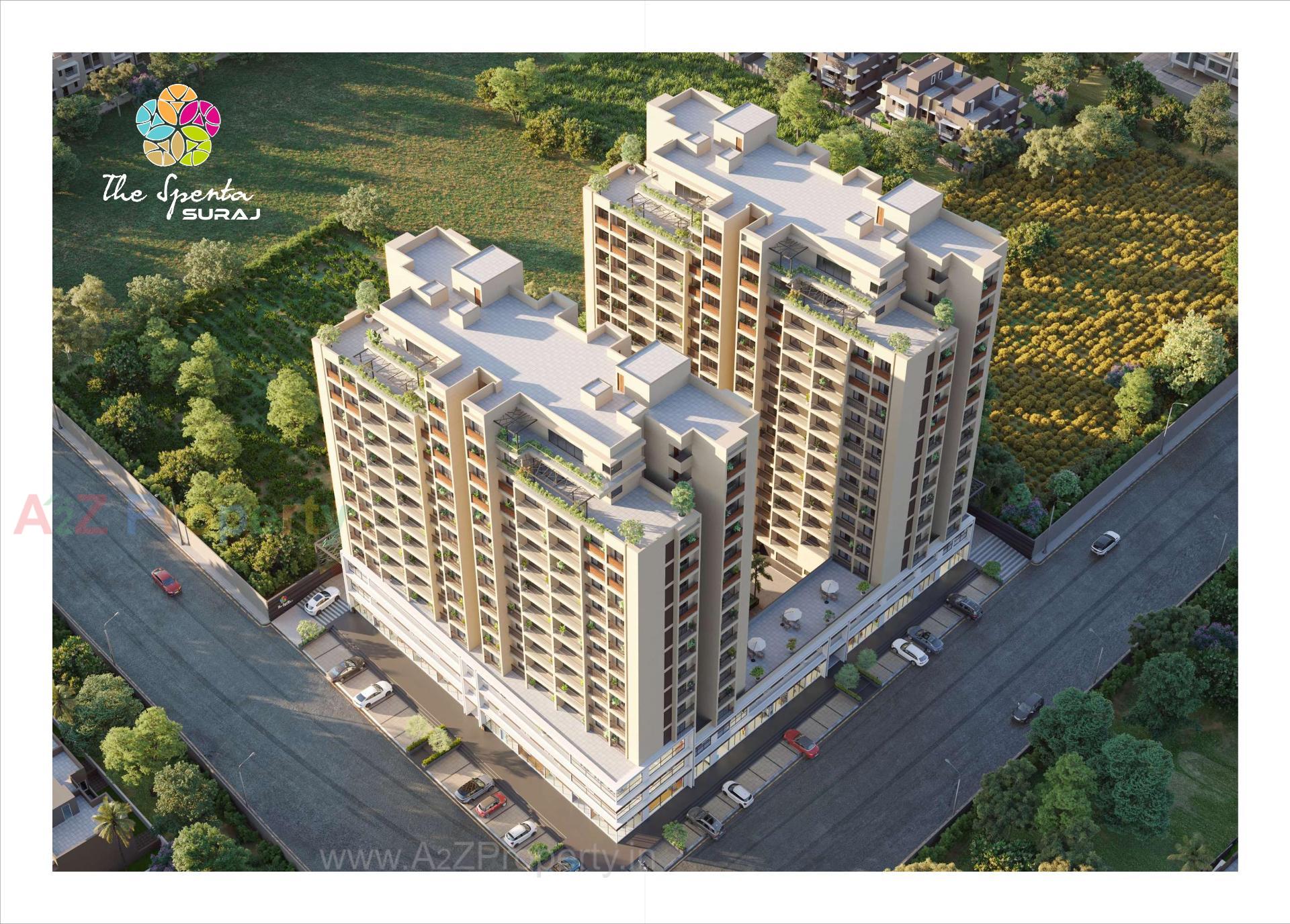 3D Elevation of real estate project The Spenta Suraj located at Vavol, Gandhinagar, Gujarat