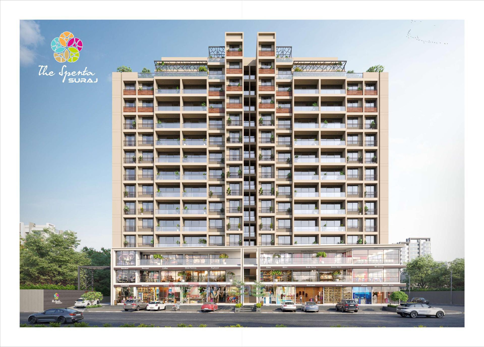 3D Elevation of real estate project The Spenta Suraj located at Vavol, Gandhinagar, Gujarat