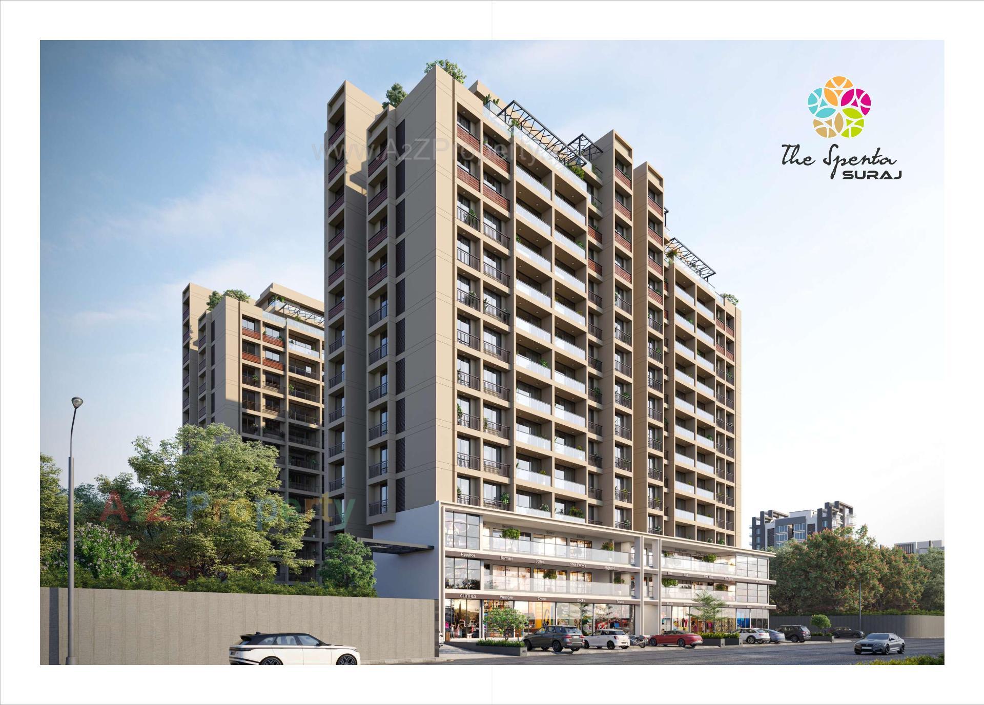 3D Elevation of real estate project The Spenta Suraj located at Vavol, Gandhinagar, Gujarat