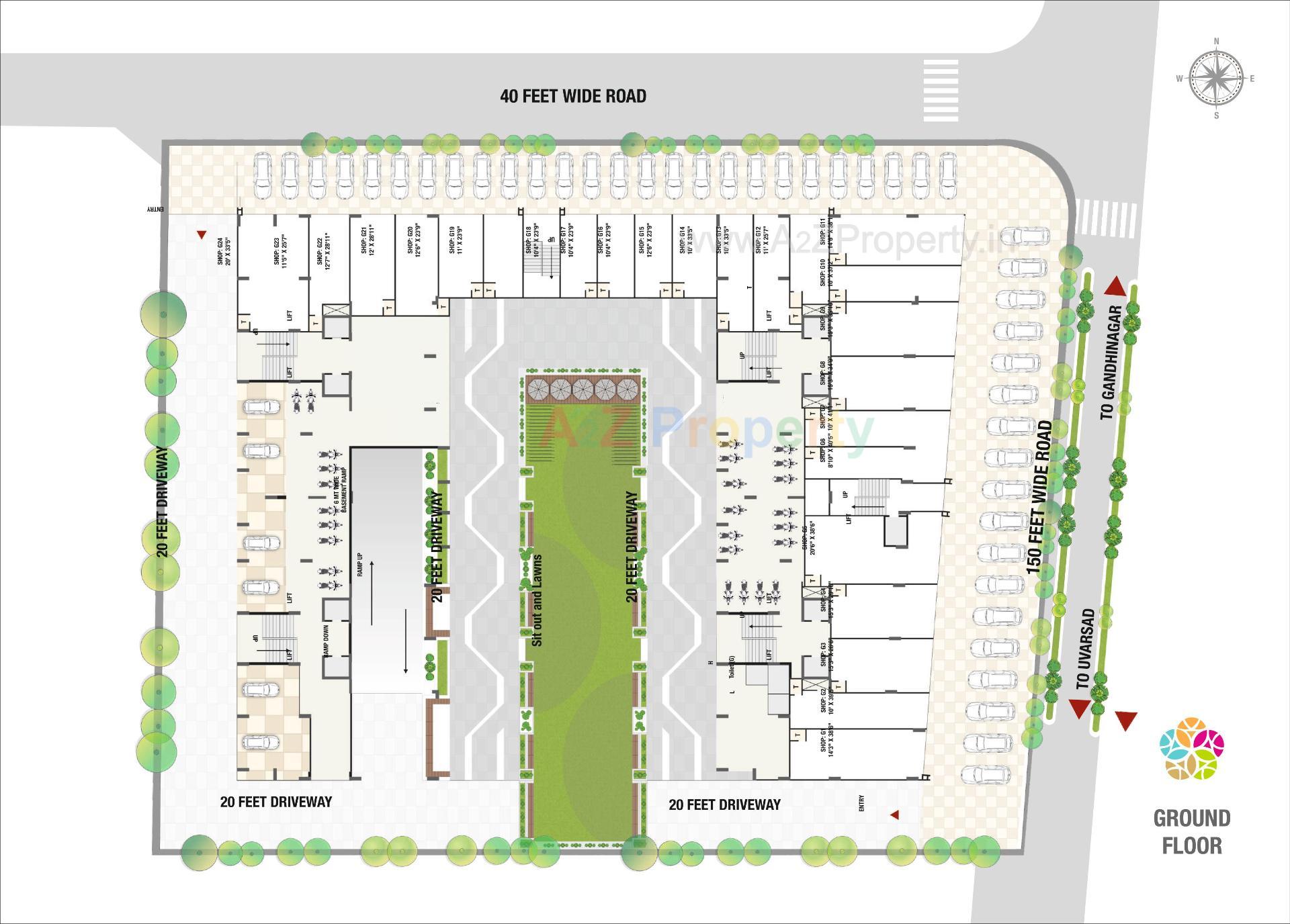 Layout of real estate project The Spenta Suraj located at Vavol, Gandhinagar, Gujarat