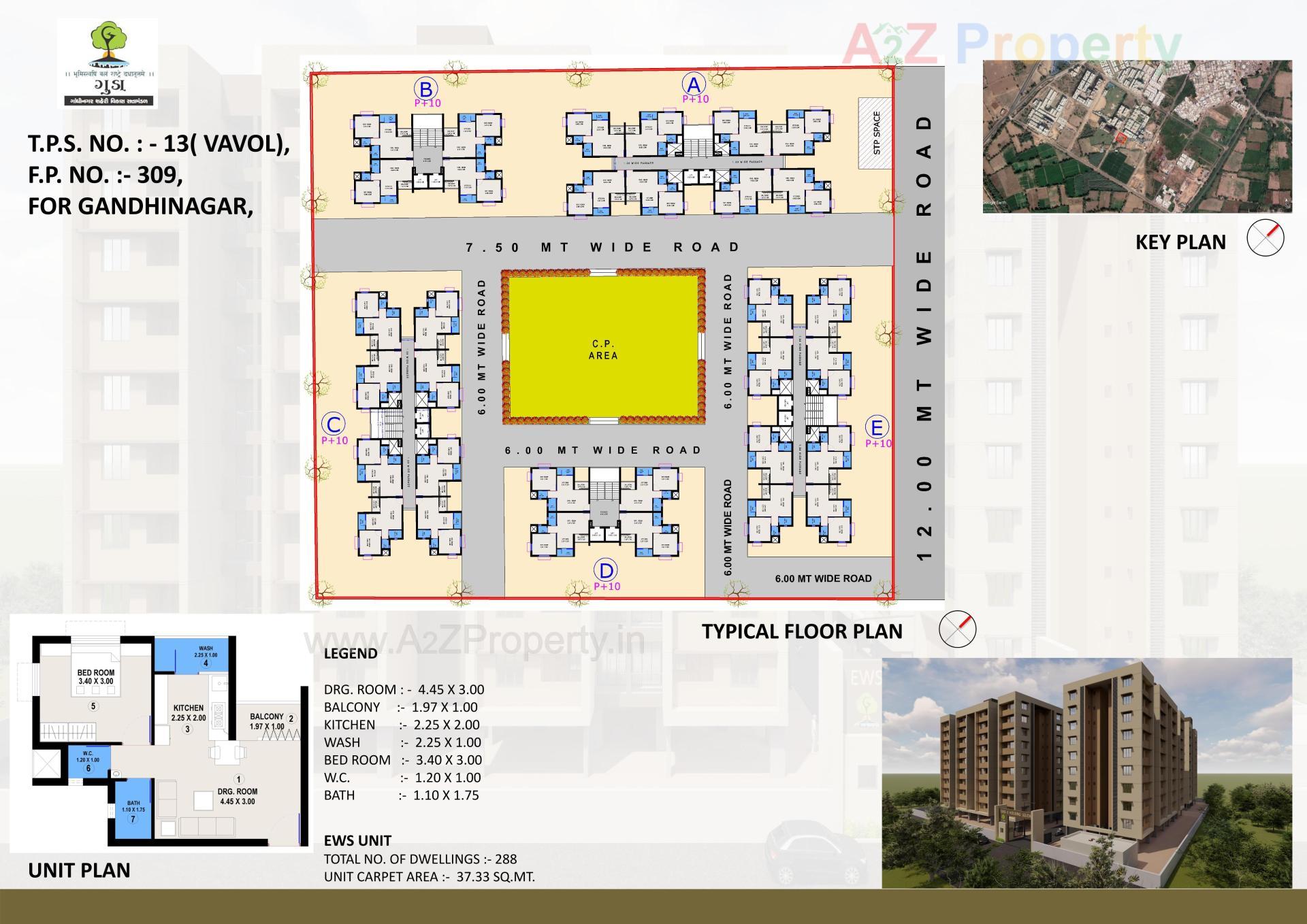 Layout of real estate project Tps 13 Fp 309 Ews Ii located at Vavol, Gandhinagar, Gujarat