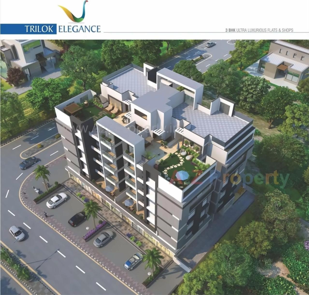 3D Elevation of real estate project Trilok Elagance located at Koteshwar, Gandhinagar, Gujarat