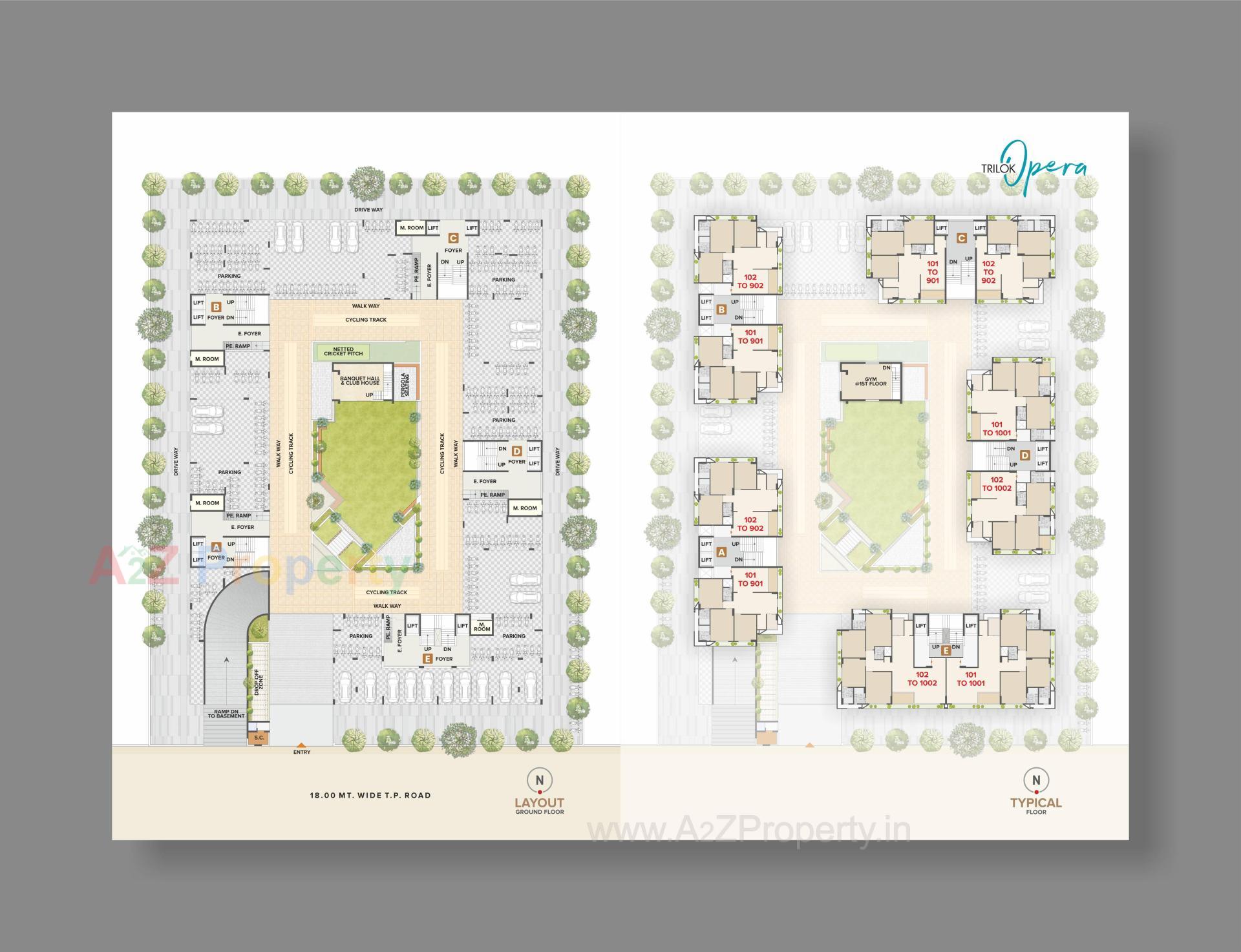 Layout of real estate project Trilok Opera located at Uvarsad, Gandhinagar, Gujarat