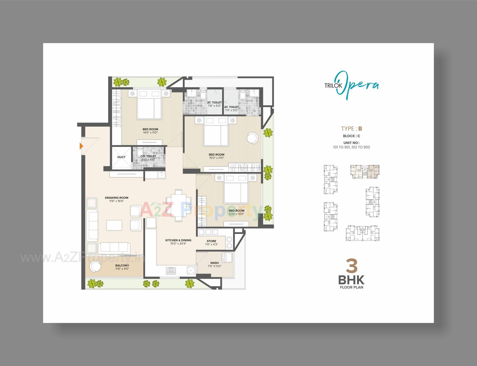Layout of real estate project Trilok Opera located at Uvarsad, Gandhinagar, Gujarat