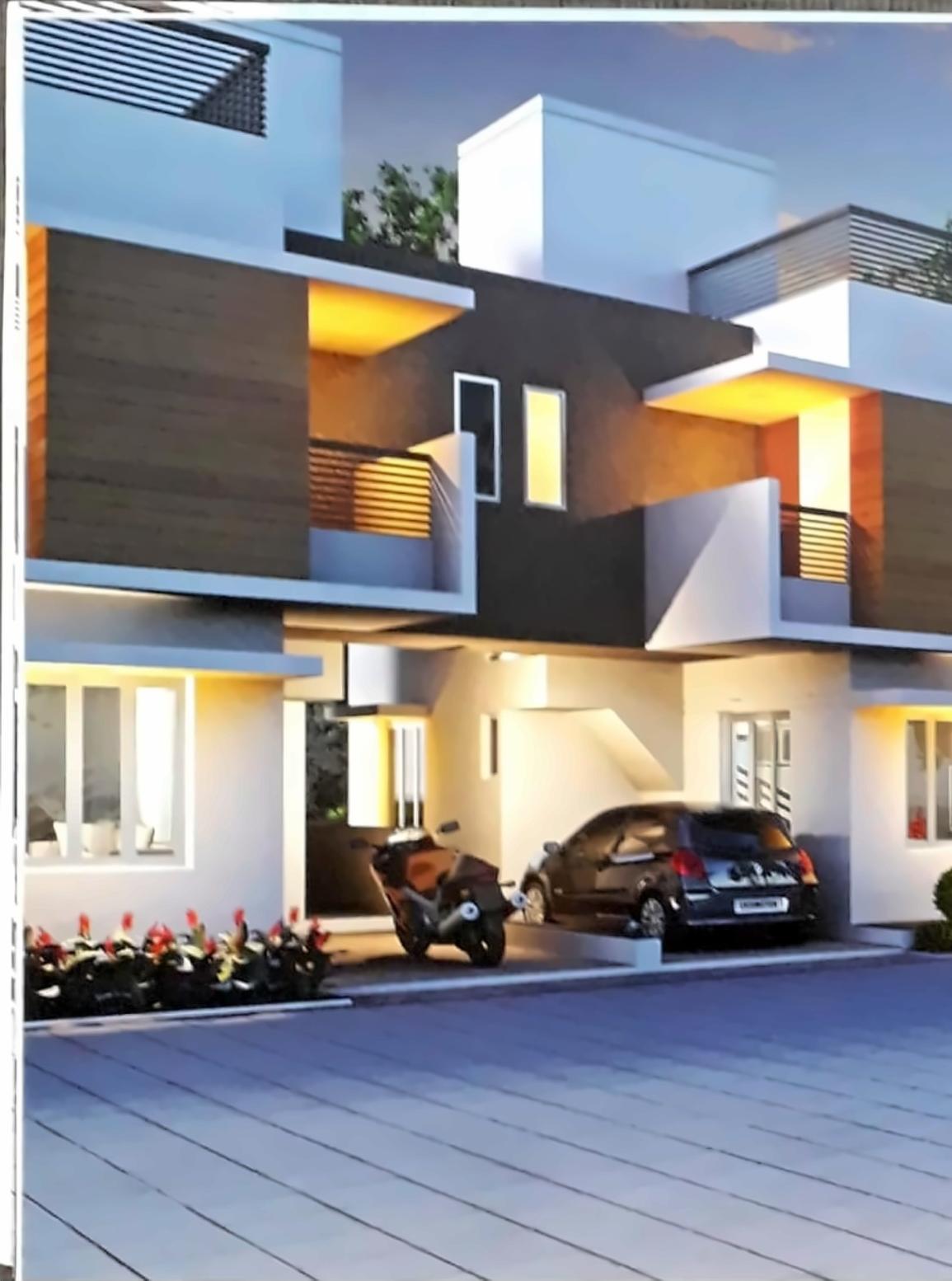 3D Elevation of real estate project Tulsi Bungalows located at Vavol, Gandhinagar, Gujarat