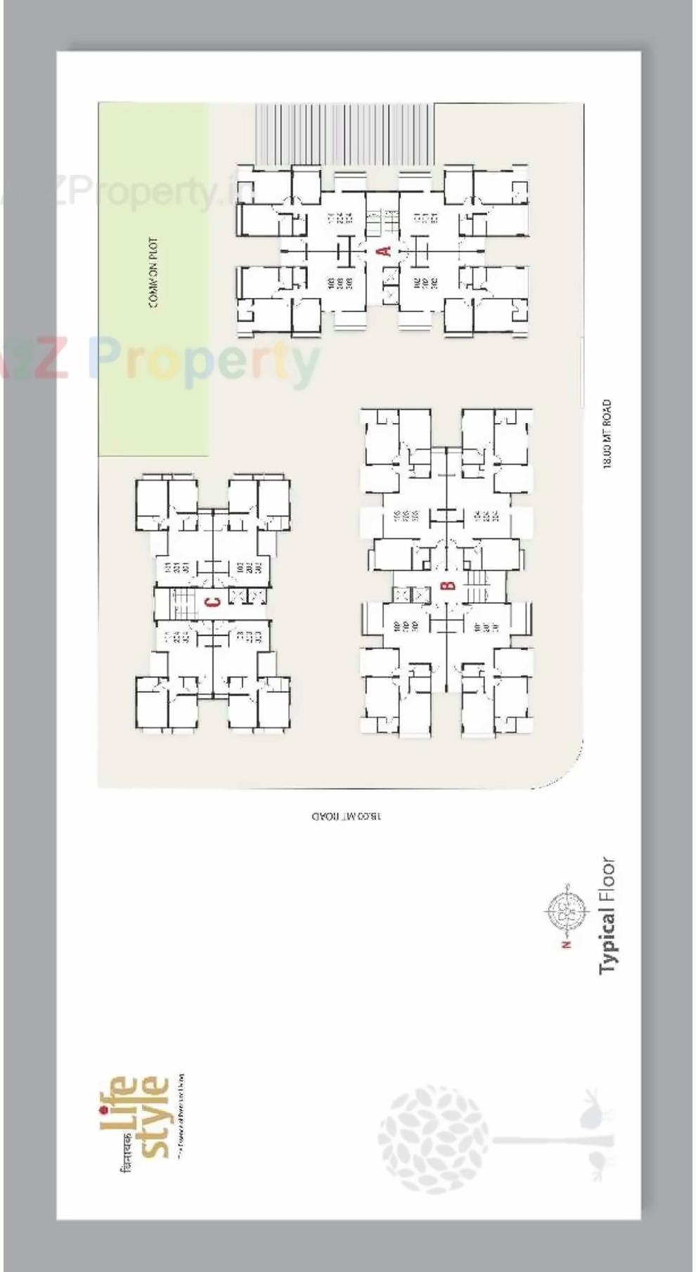 Layout of real estate project Vinayak Lifestyle located at Raisan, Gandhinagar, Gujarat
