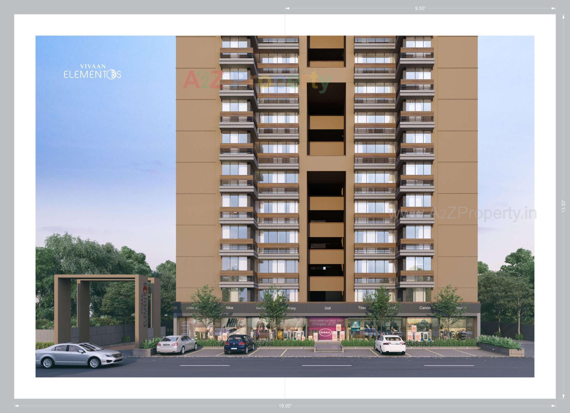 3D Elevation of real estate project Vivaan Elementos located at Zundal, Gandhinagar, Gujarat