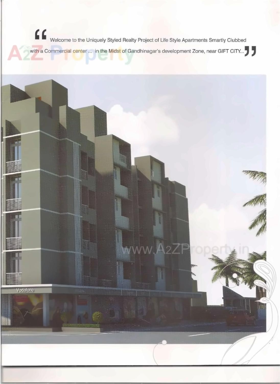 3D Elevation of real estate project Vrundavan Residency located at Sargasan, Gandhinagar, Gujarat