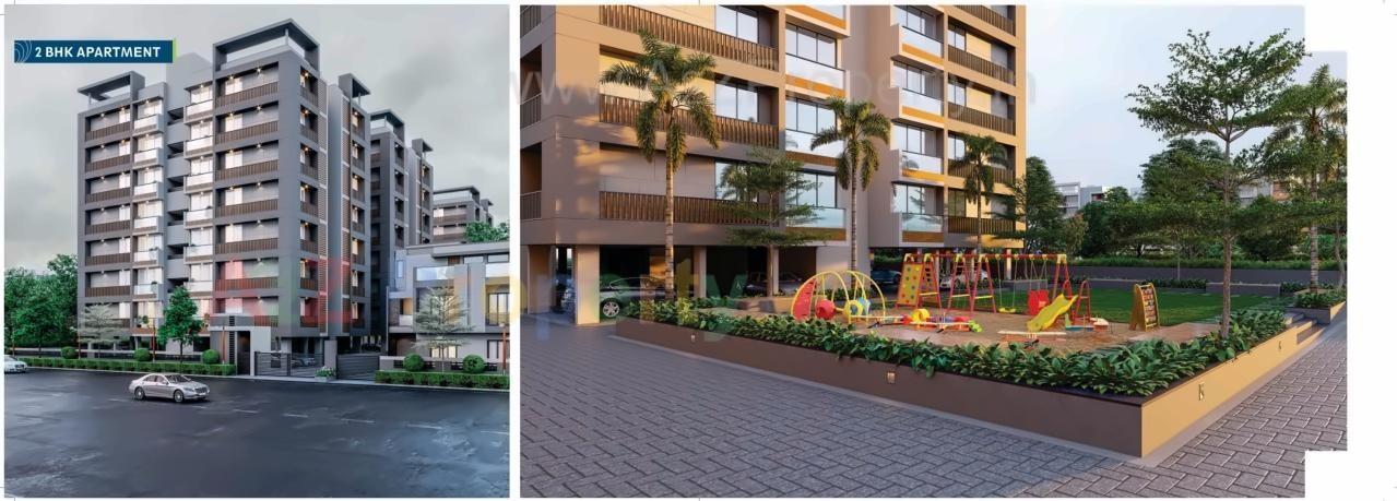 3D Elevation of real estate project Vrundavan Residency located at Vavol, Gandhinagar, Gujarat