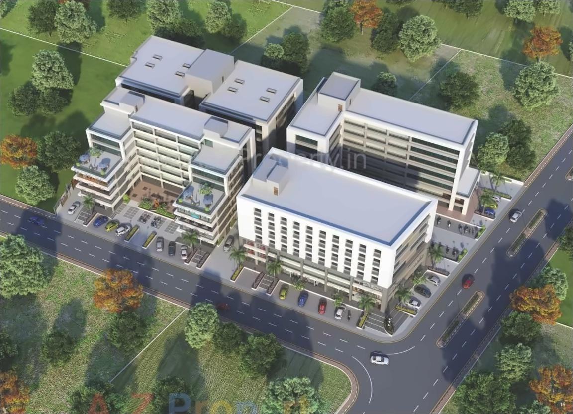 3D Elevation of real estate project Vrundavan Trade Center located at Kudasan, Gandhinagar, Gujarat