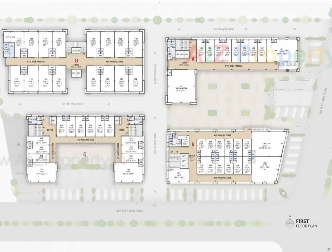 Layout of real estate project Vrundavan Trade Center located at Kudasan, Gandhinagar, Gujarat