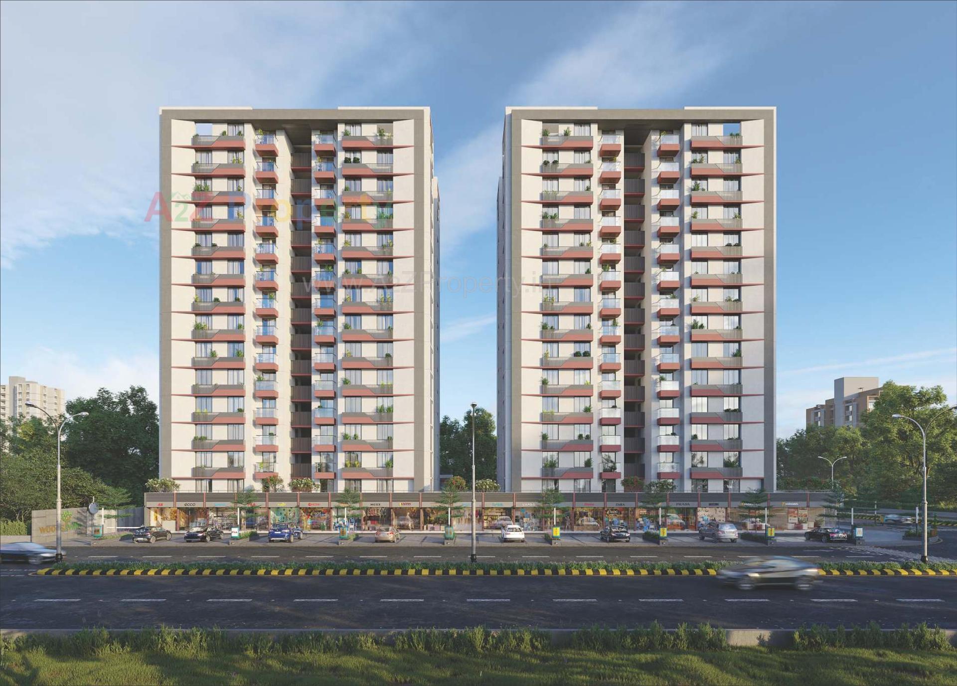 3D Elevation of real estate project Woods Ville located at Sargasan, Gandhinagar, Gujarat