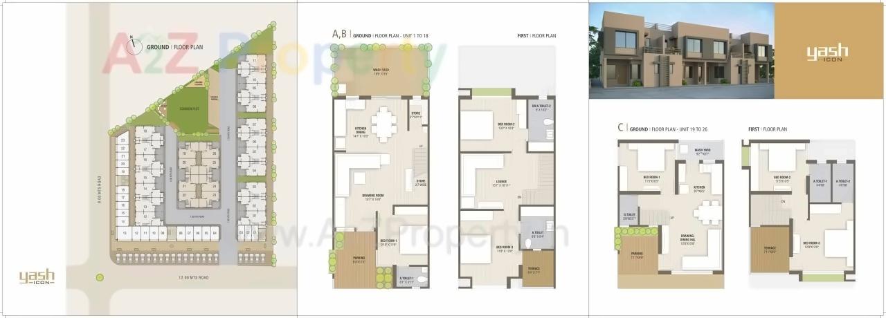 Layout of real estate project Yash Icon located at Raysan, Gandhinagar, Gujarat