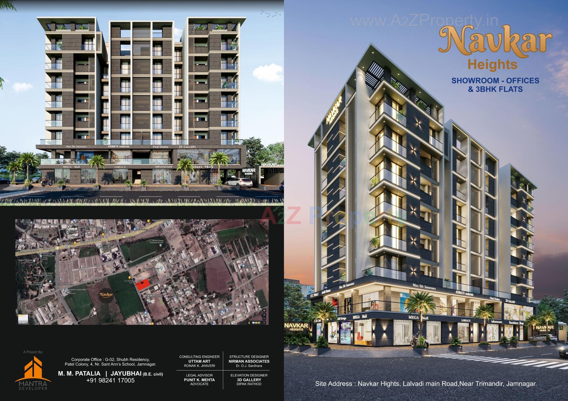 3D Elevation of real estate project Navkar Heights located at Vibhapar, Jamnagar, Gujarat
