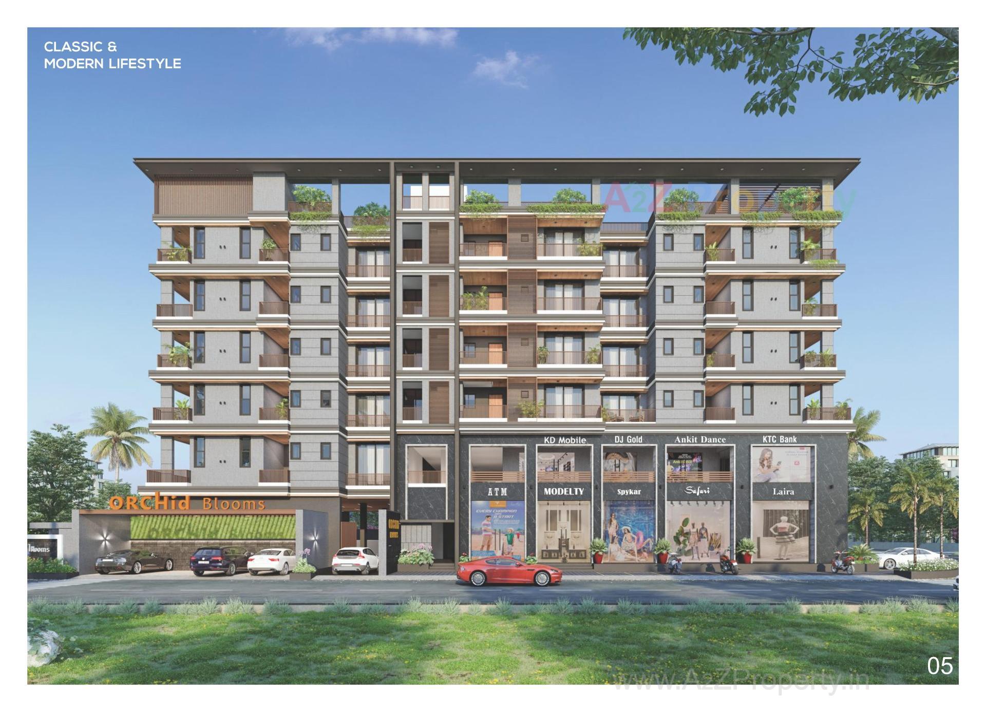 3D Elevation of real estate project Orchid Blooms located at Jamnagar, Jamnagar, Gujarat