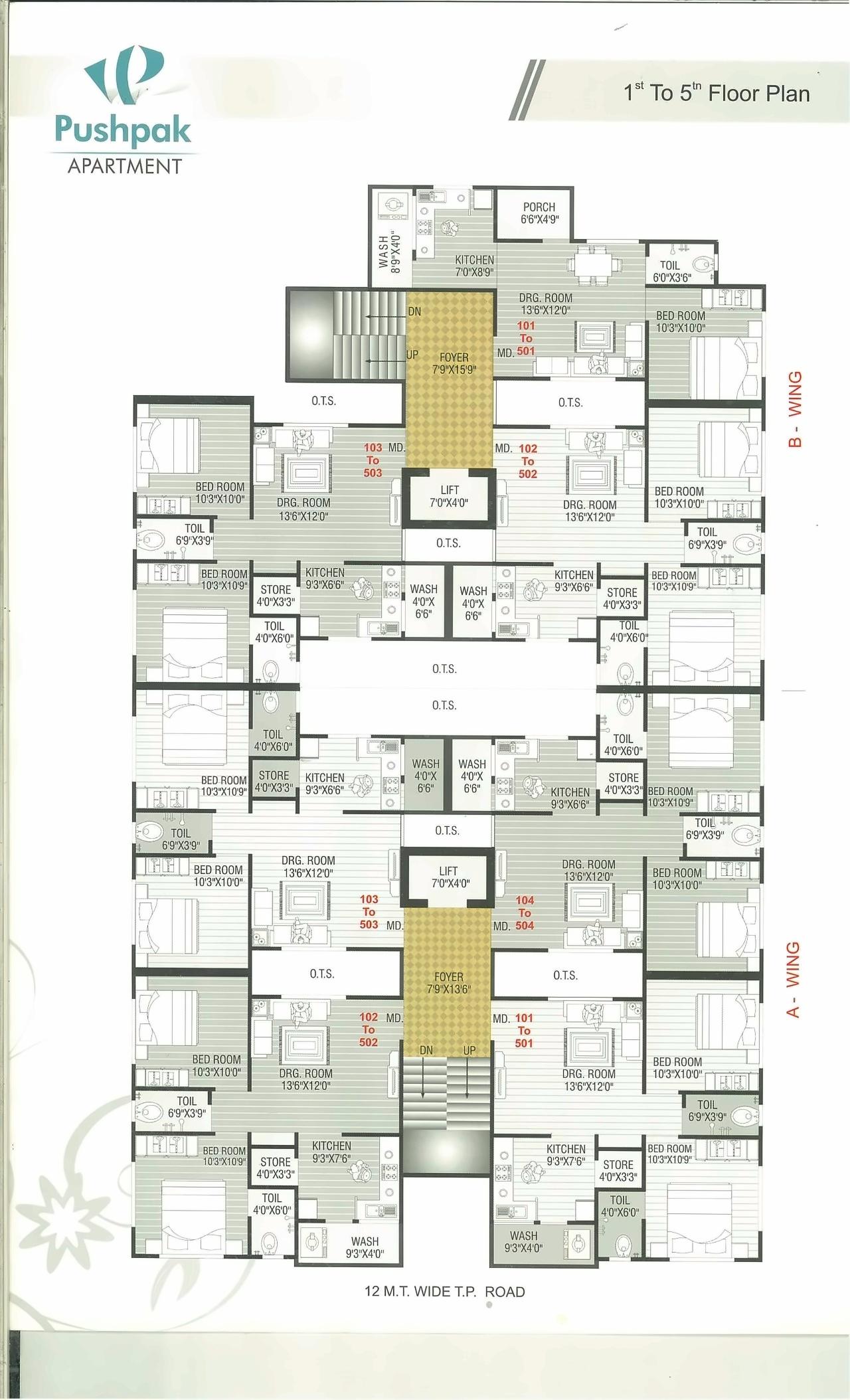 Layout of real estate project Pushpak Apartment located at Jamnagar, Jamnagar, Gujarat