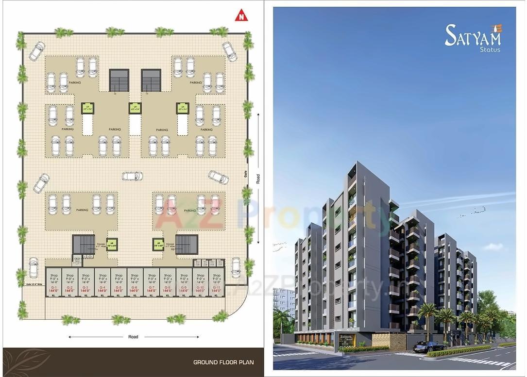 Layout of real estate project Satyam Status located at Vibhapar, Jamnagar, Gujarat