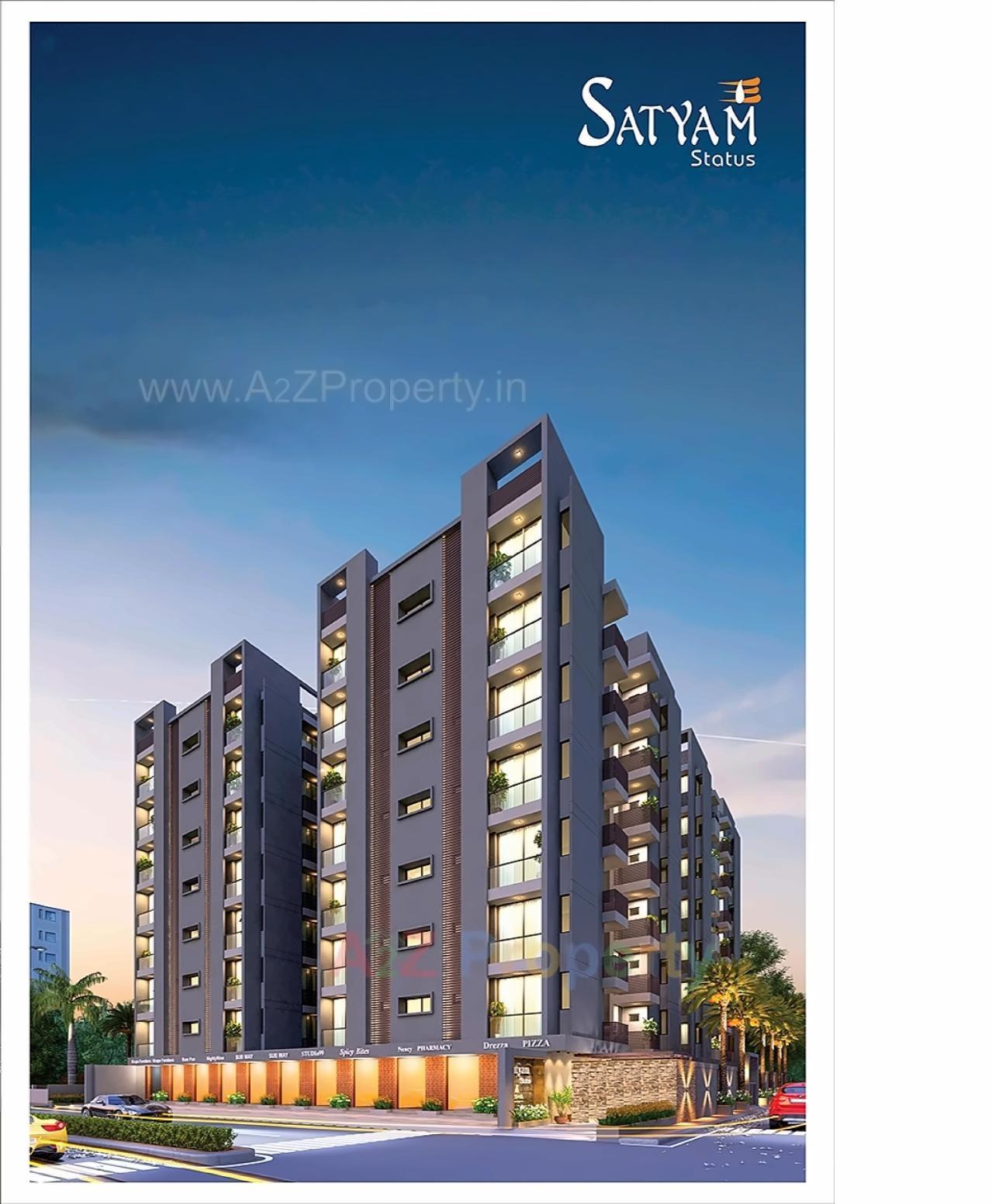 3D Elevation of real estate project Satyam Status located at Vibhapar, Jamnagar, Gujarat