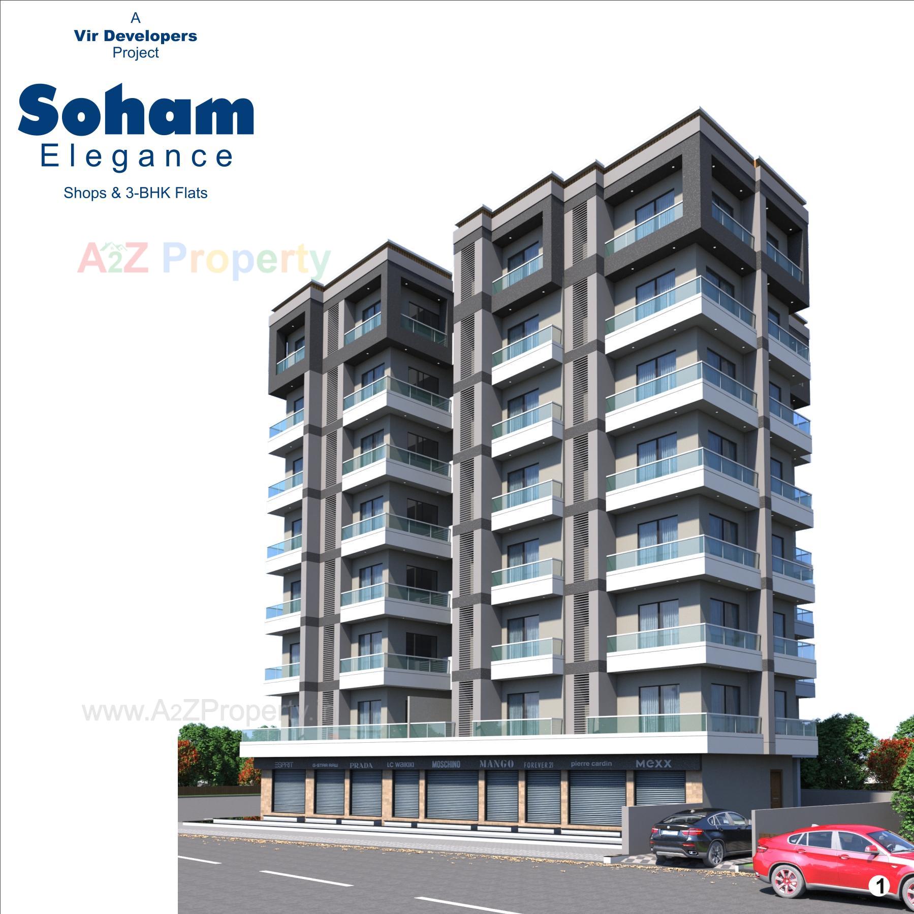 3D Elevation of real estate project Soham Elegance located at Vibhapar, Jamnagar, Gujarat
