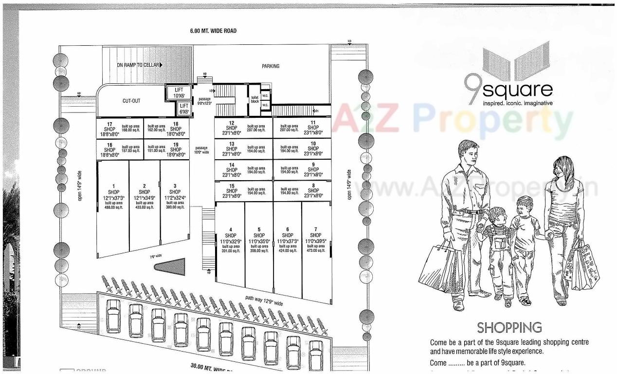 Layout of real estate project 9 Square located at Zanzarda, Junagadh, Gujarat