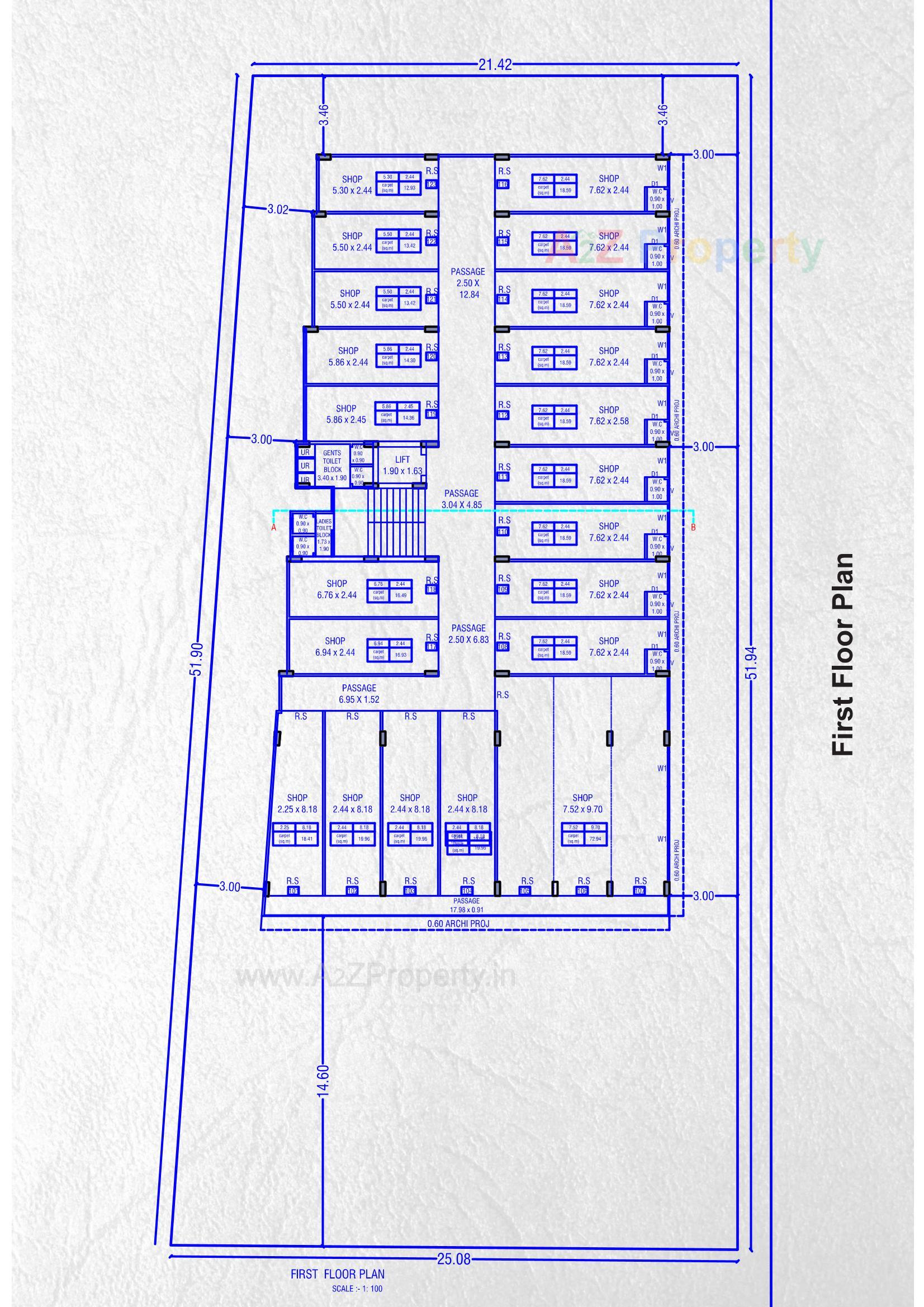 Layout of real estate project Cross Road Mega Mall located at Timbawadi, Junagadh, Gujarat