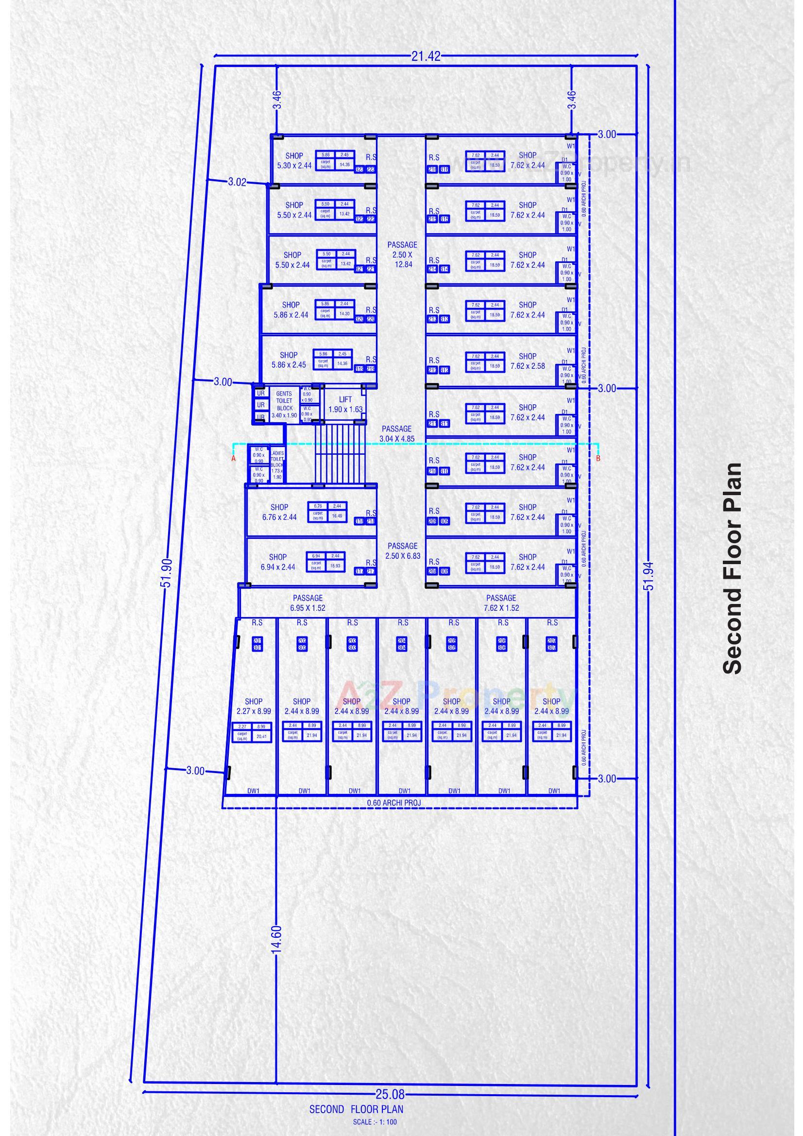 Layout of real estate project Cross Road Mega Mall located at Timbawadi, Junagadh, Gujarat