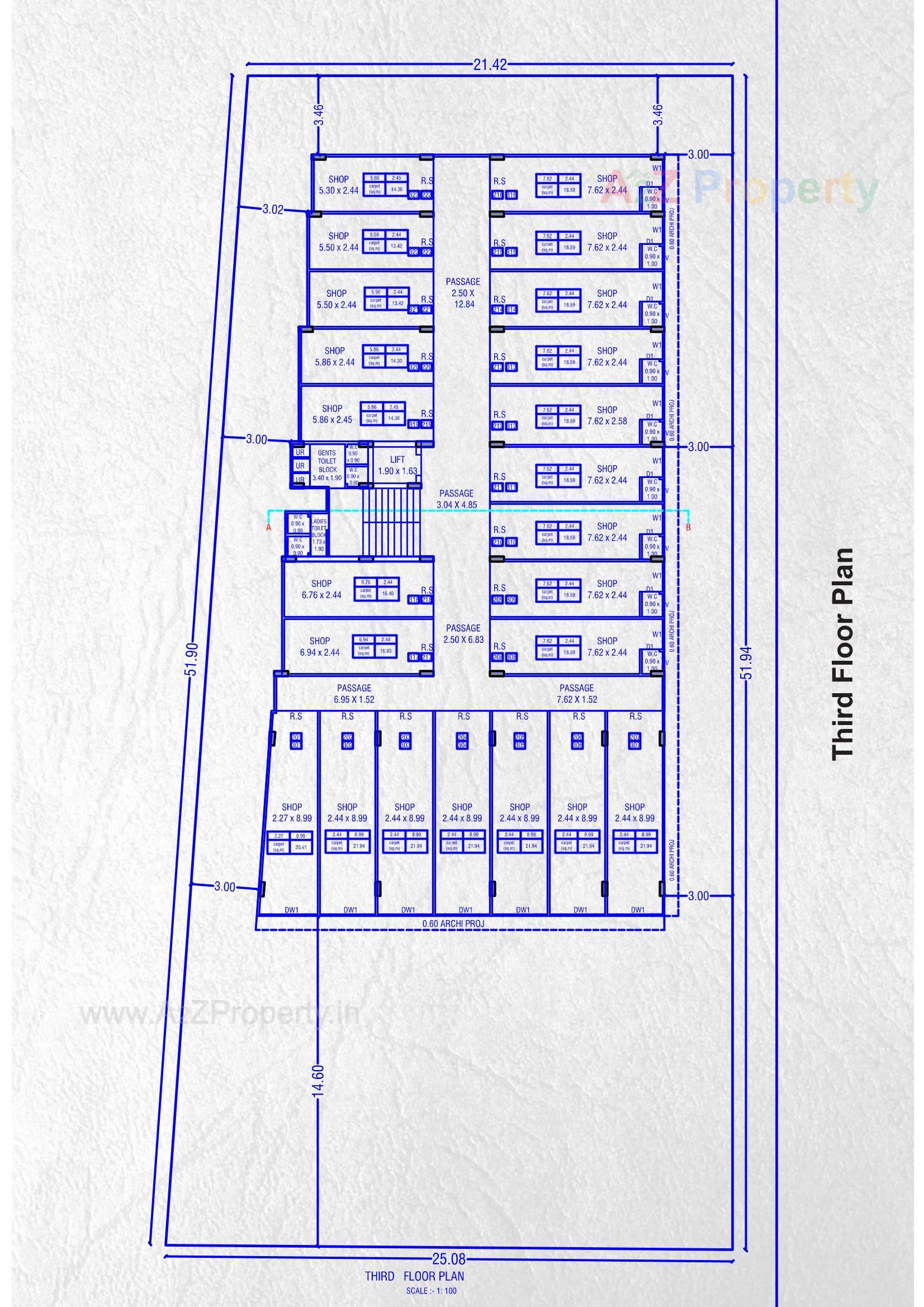 Layout of real estate project Cross Road Mega Mall located at Timbawadi, Junagadh, Gujarat