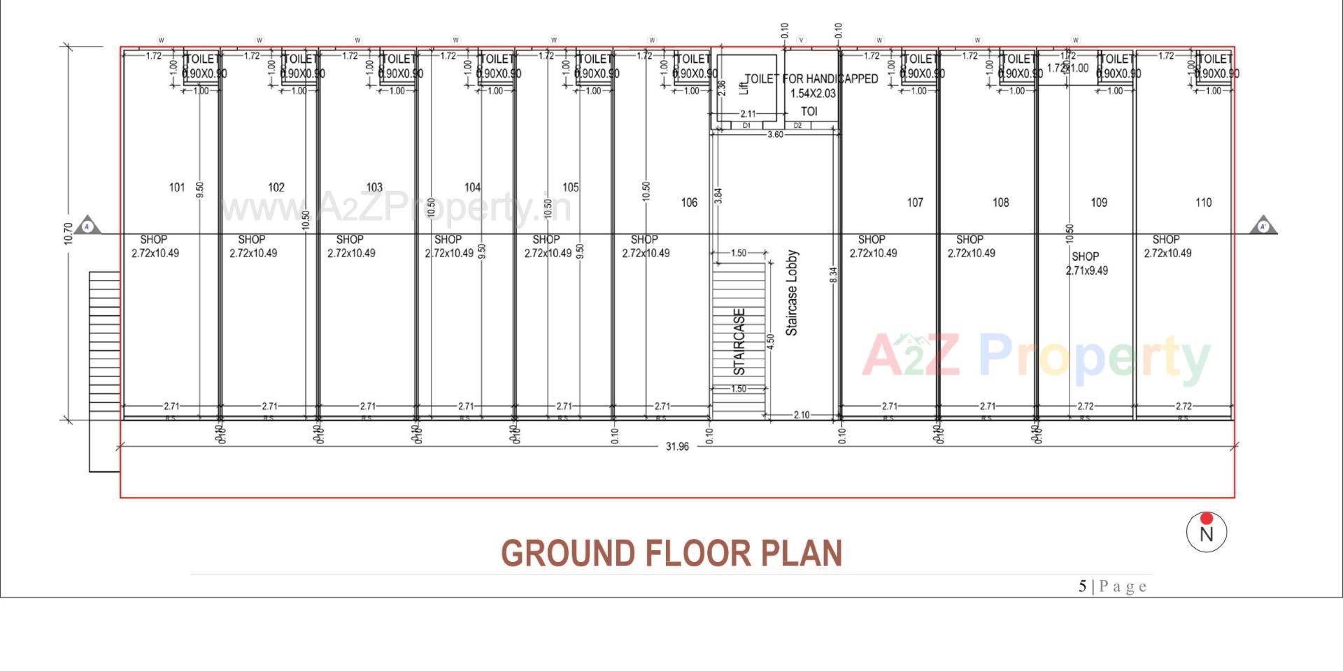 Layout of real estate project Ishaan Plaza located at Timbavadi, Junagadh, Gujarat