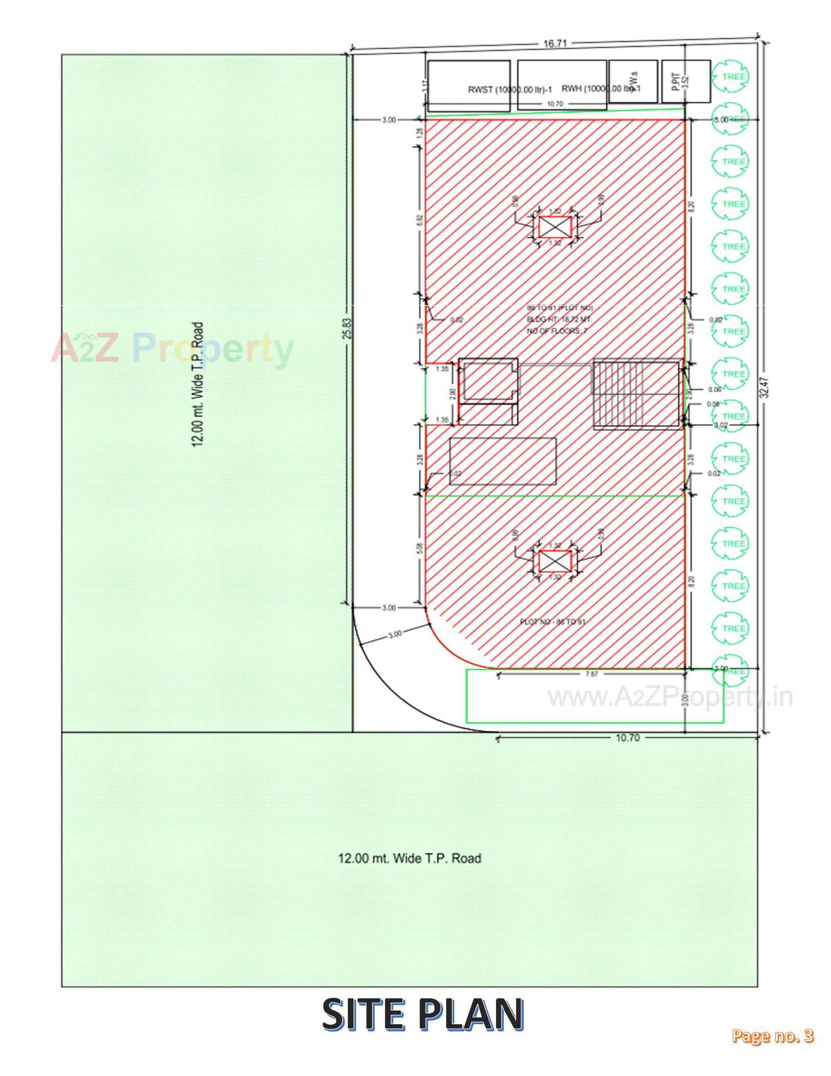 Layout of real estate project Iskcon Prime located at Timbavadi, Junagadh, Gujarat