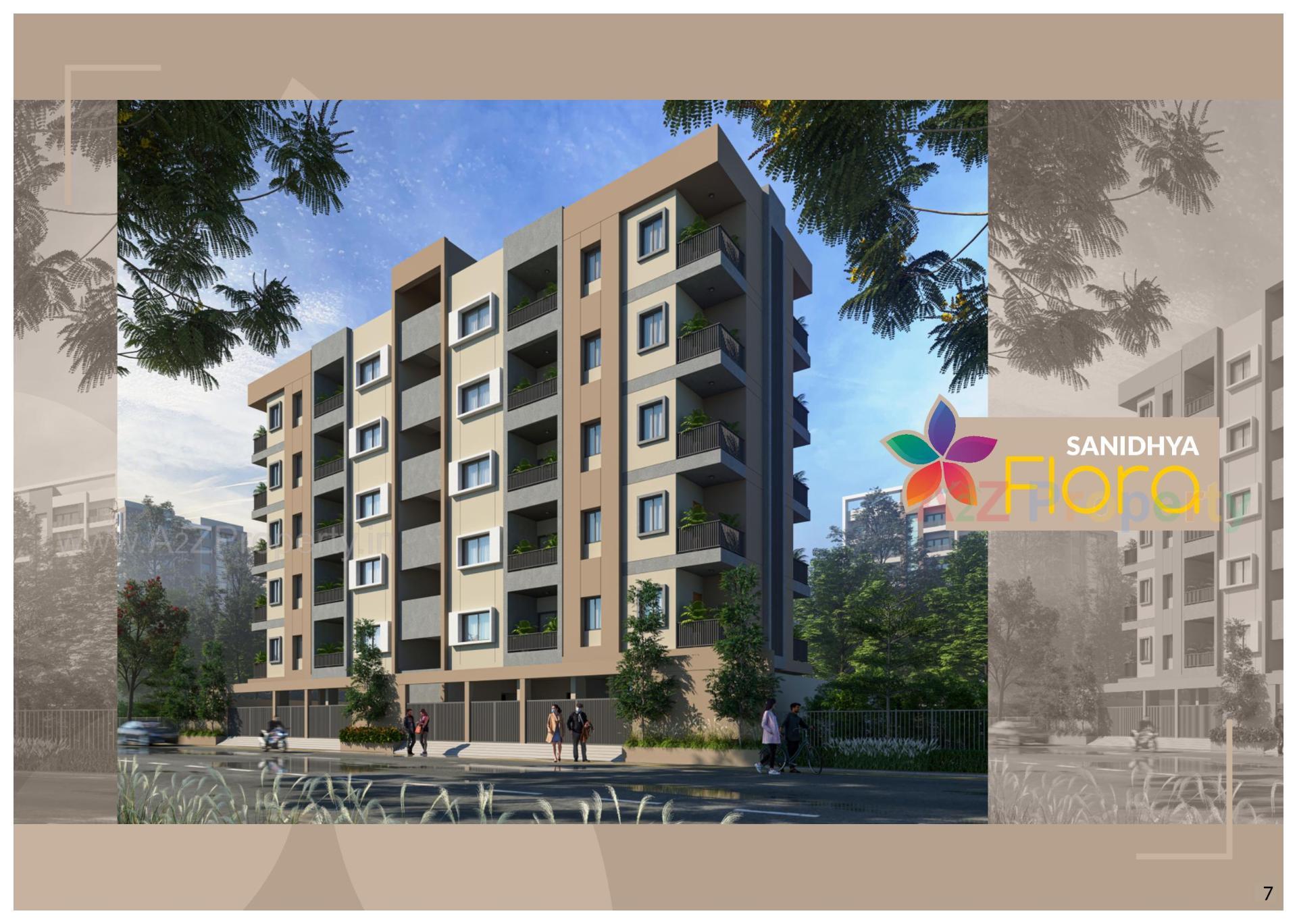 3D Elevation of real estate project Sanidhya Flora located at Jhajharda, Junagadh, Gujarat