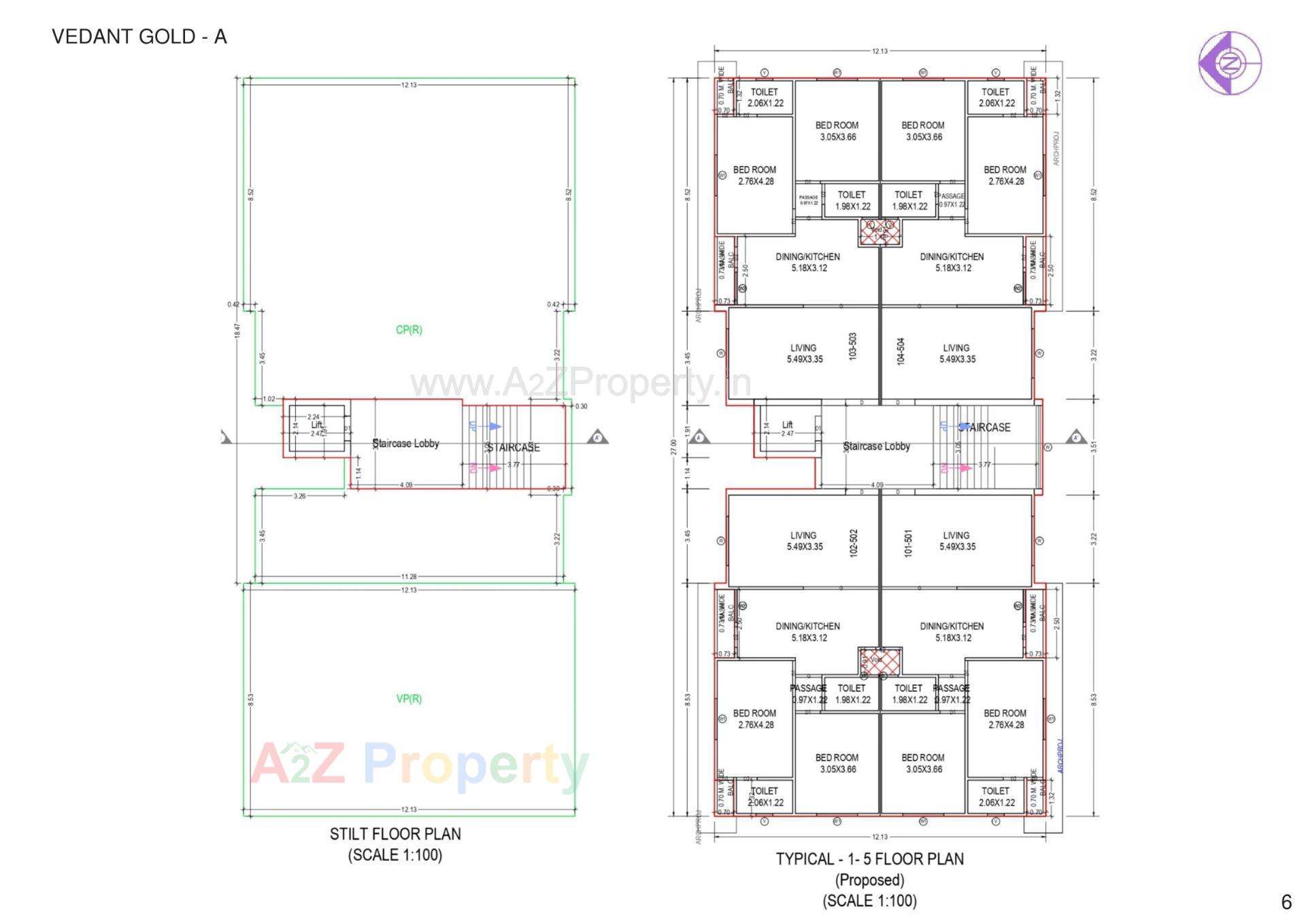 Layout of real estate project Vedant Apartments located at Zanzarda, Junagadh, Gujarat