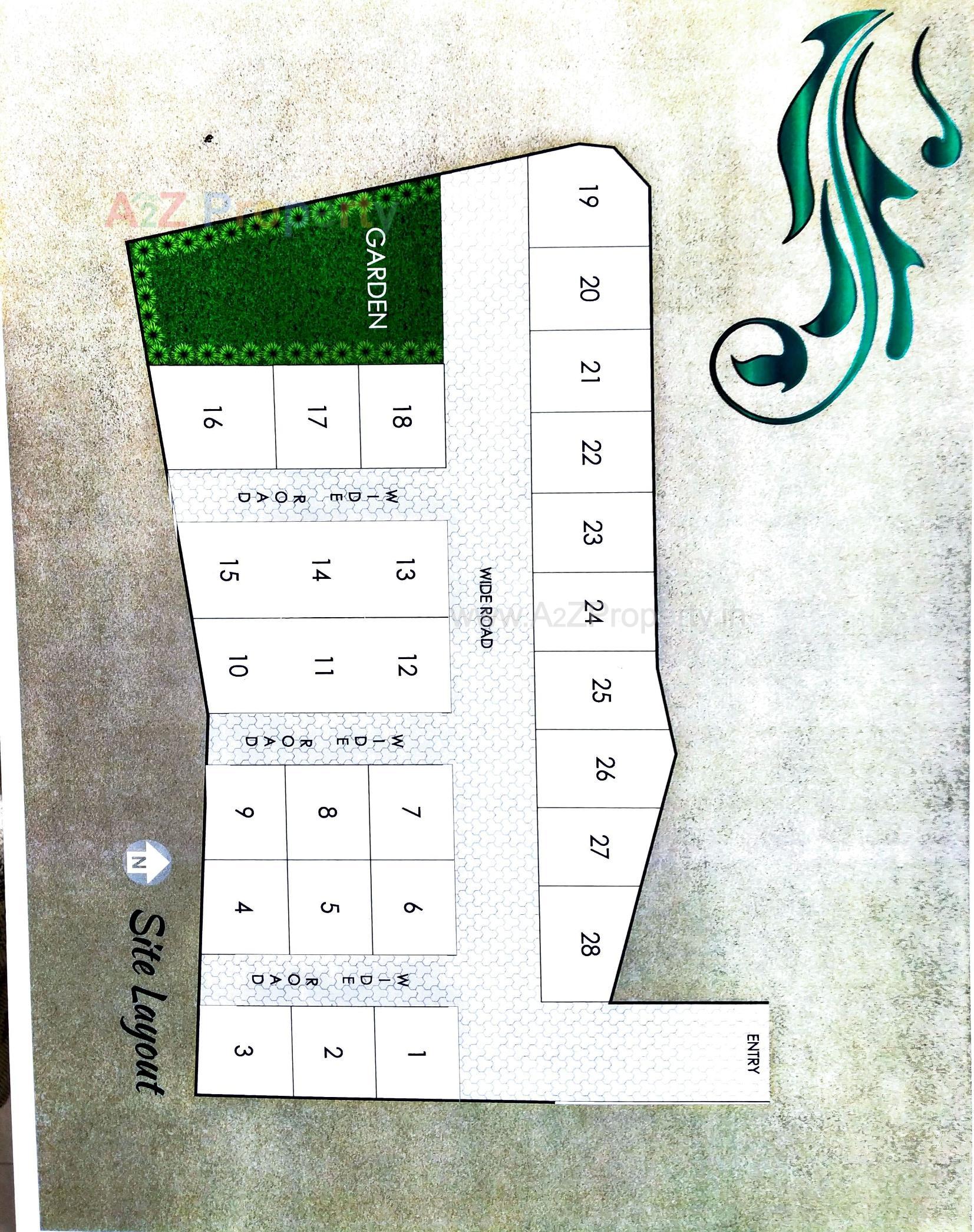 Layout of real estate project Om Residency located at Dakor, Kheda, Gujarat