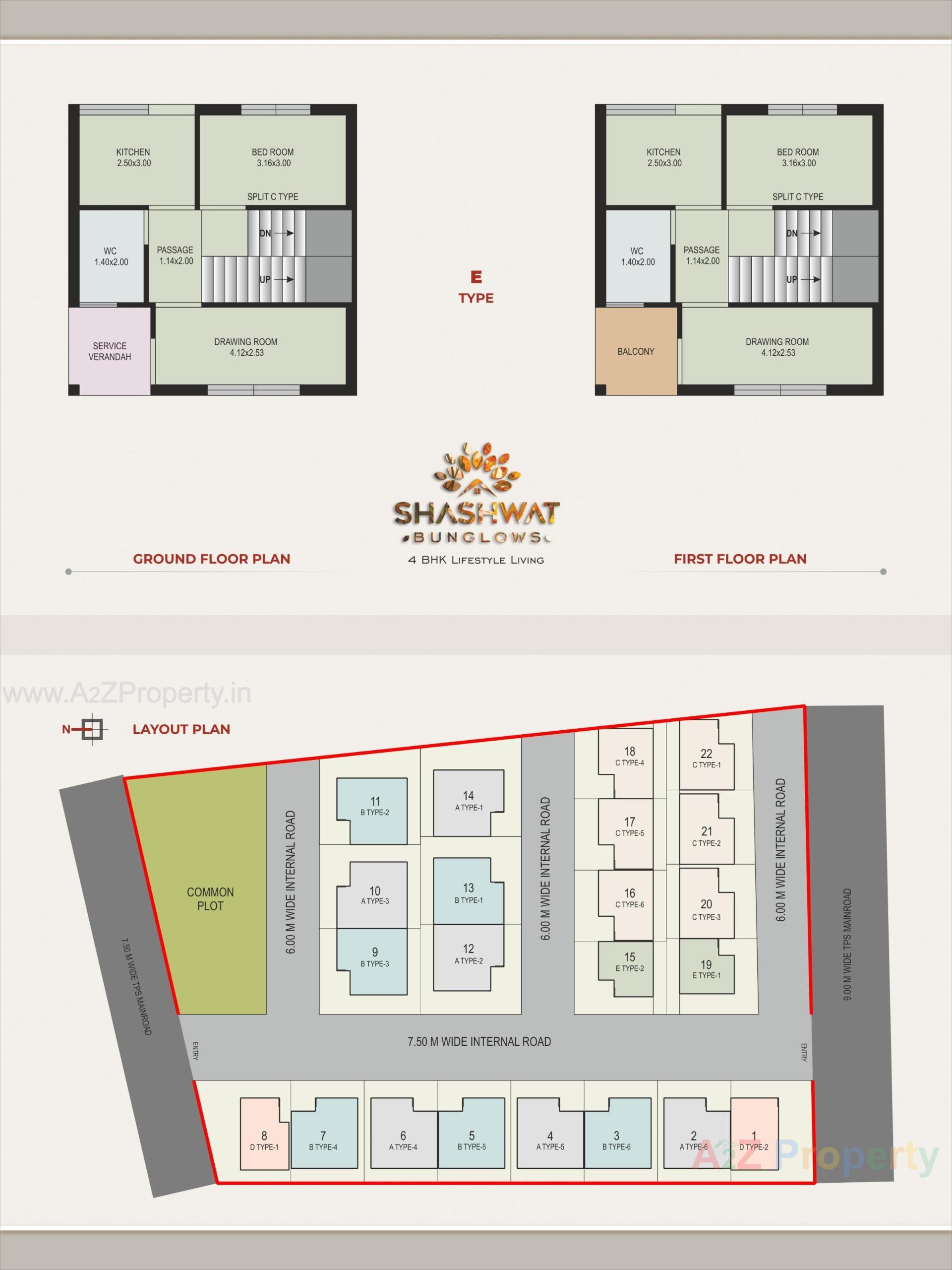 Layout of real estate project Shashwat Bunglows located at Nadiad, Kheda, Gujarat