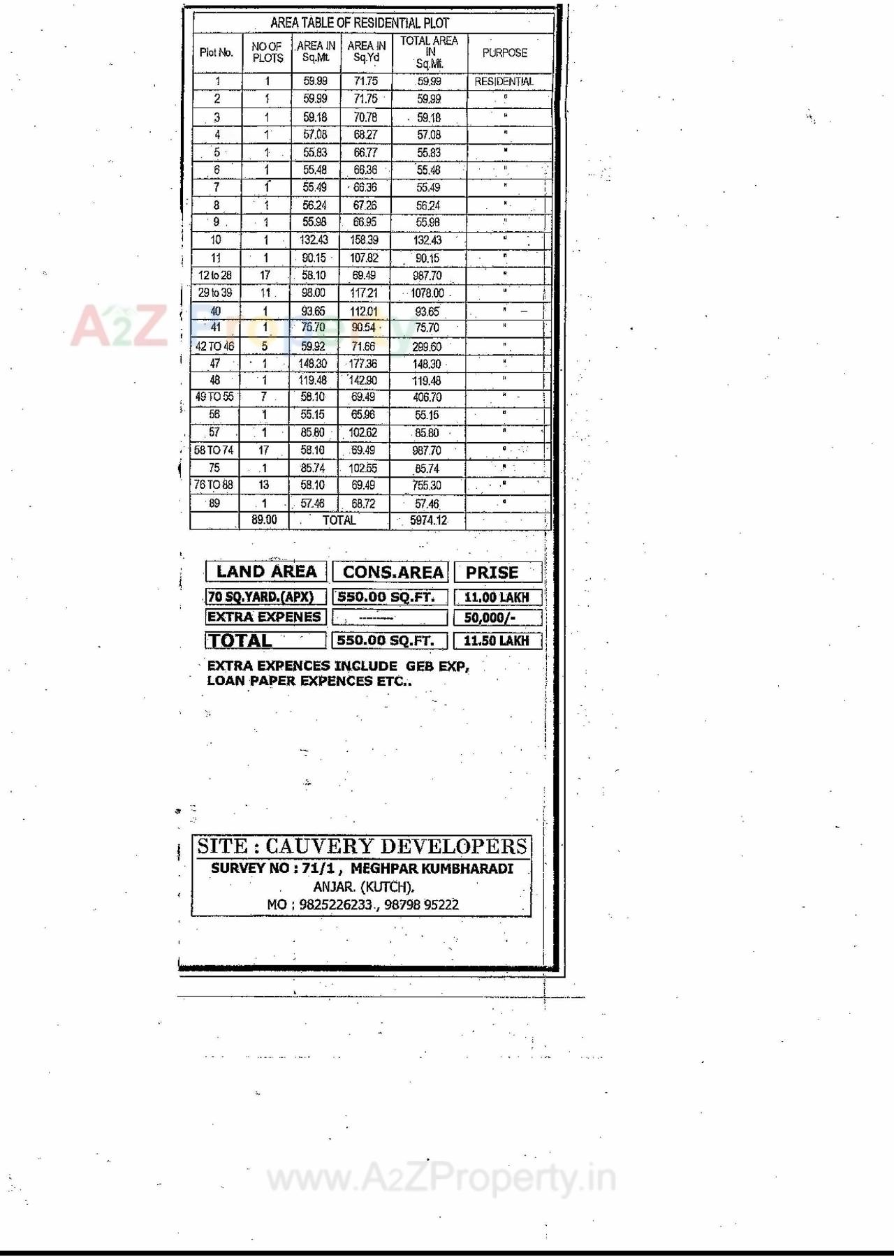 Layout of real estate project Gokuldhaam Residency located at Kumbhardi, Kutch, Gujarat