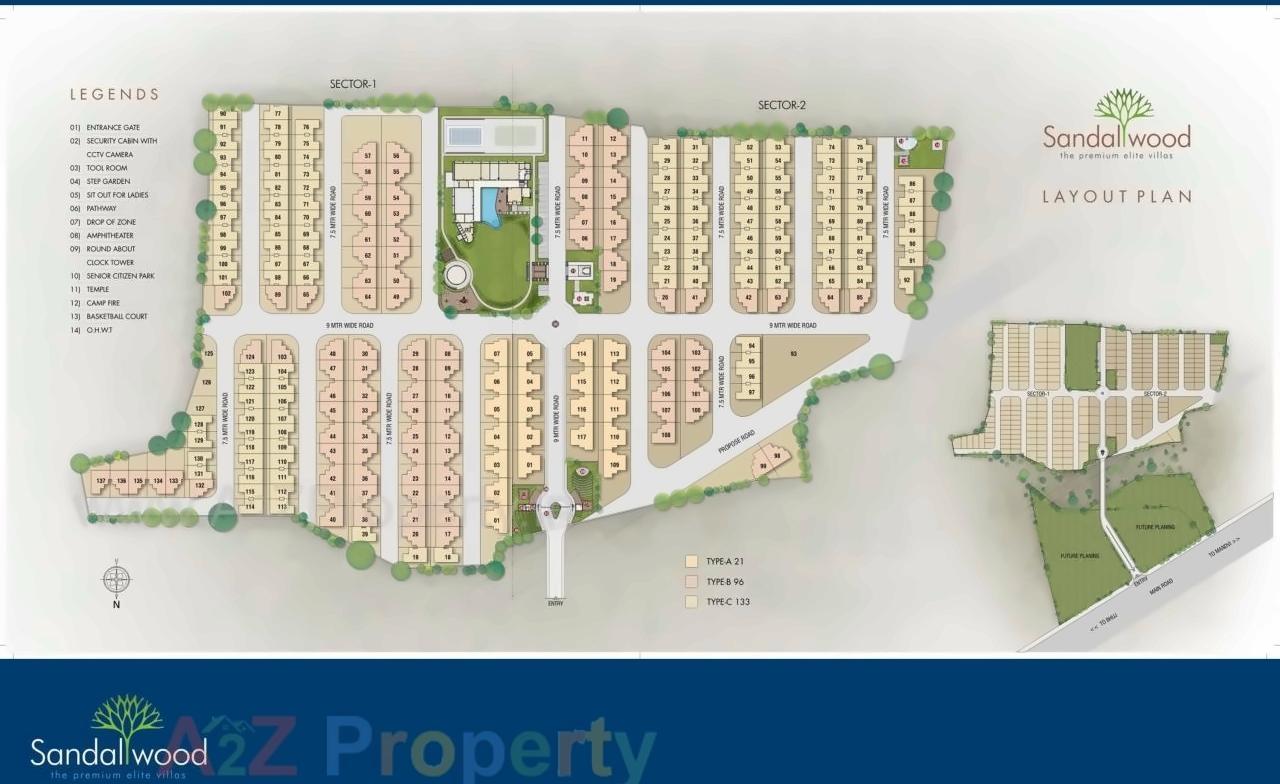 Layout of real estate project Sandalwood Villa located at Mirzapar, Kutch, Gujarat