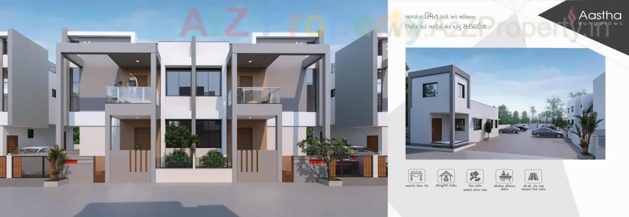 3D Elevation of real estate project Aastha Bungalows located at Kadi, Mehsana, Gujarat