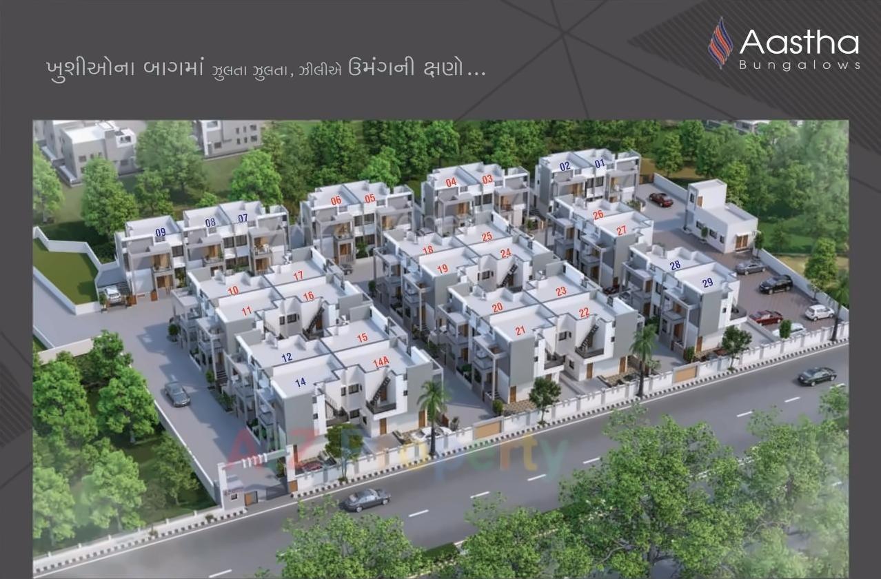 3D Elevation of real estate project Aastha Bungalows located at Kadi, Mehsana, Gujarat
