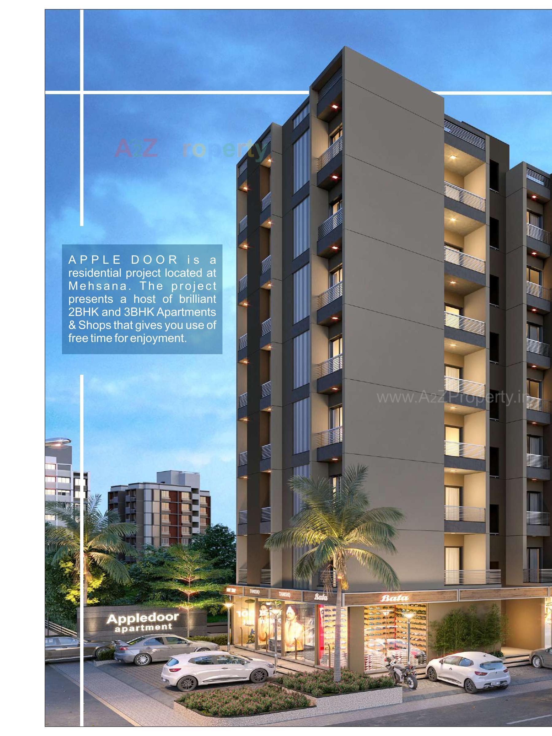 3D Elevation of real estate project Apple Door Apartment located at Nagalpur, Mehsana, Gujarat