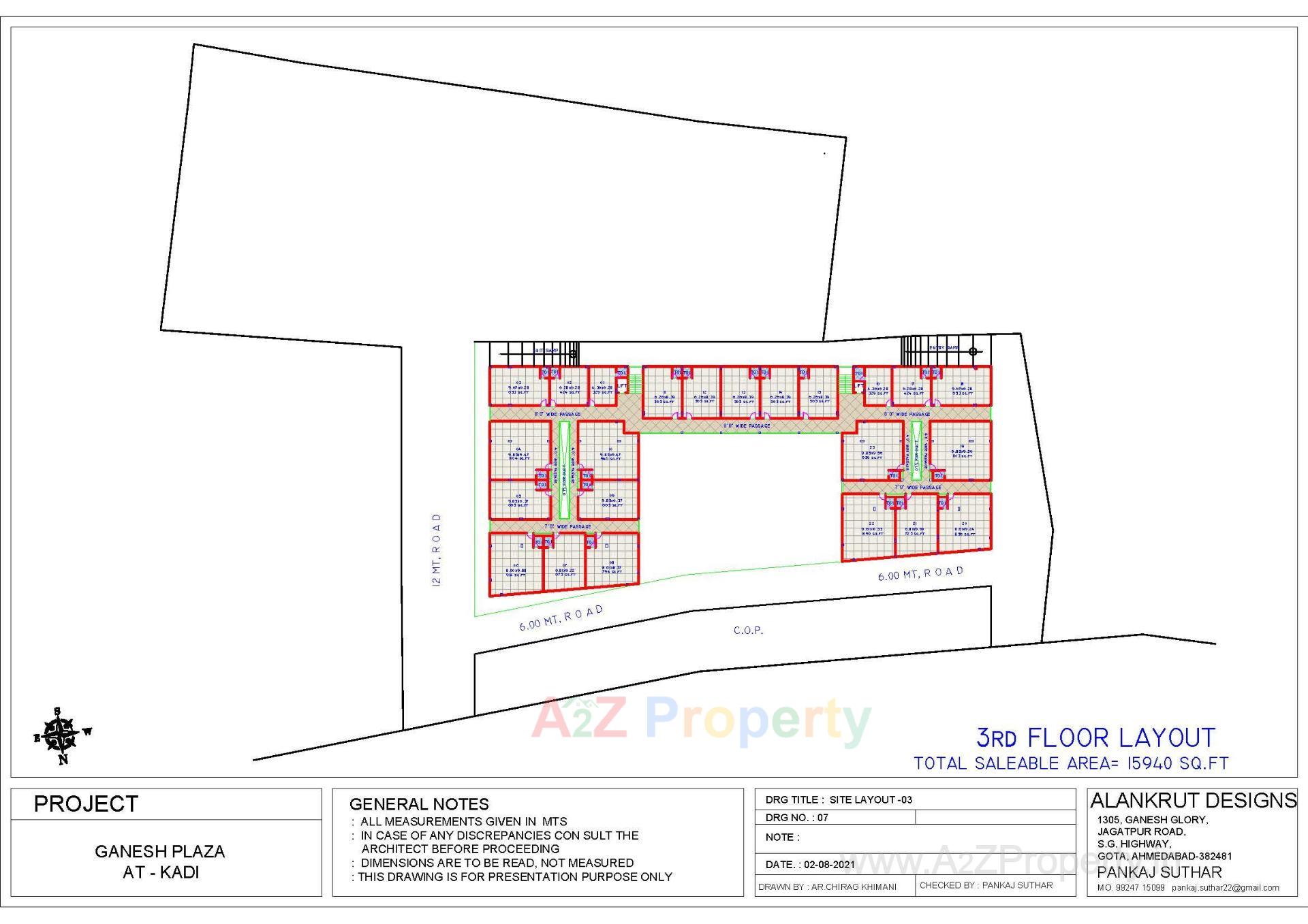 Layout of real estate project Ganesh Plaza located at Kadi, Mehsana, Gujarat